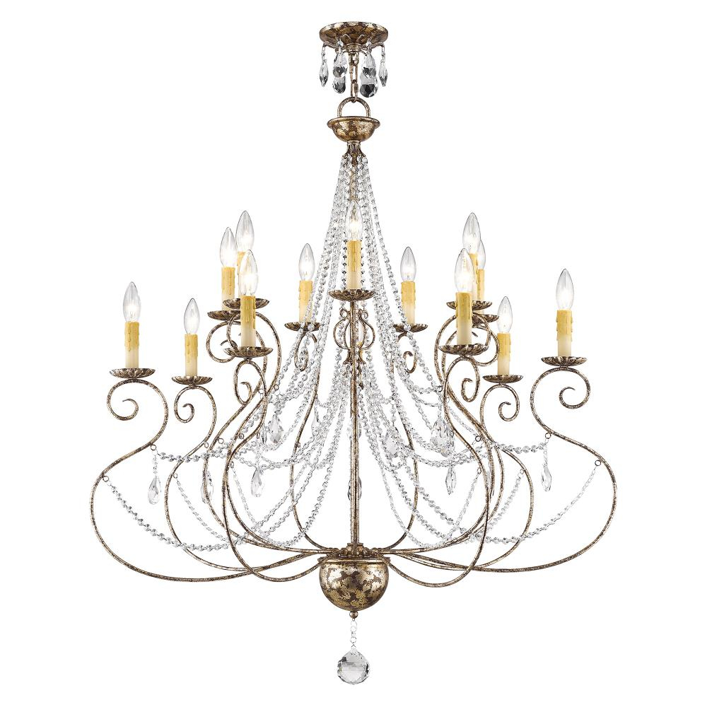 Isabella European Bronze 14-Light Crystal Chandelier