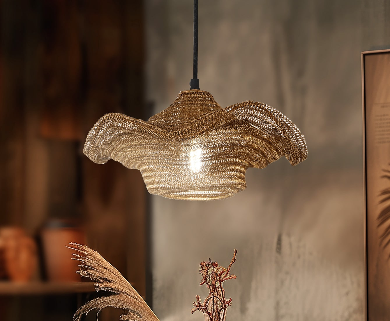 Small 1 Light Pendant In Gilded Brass Finish