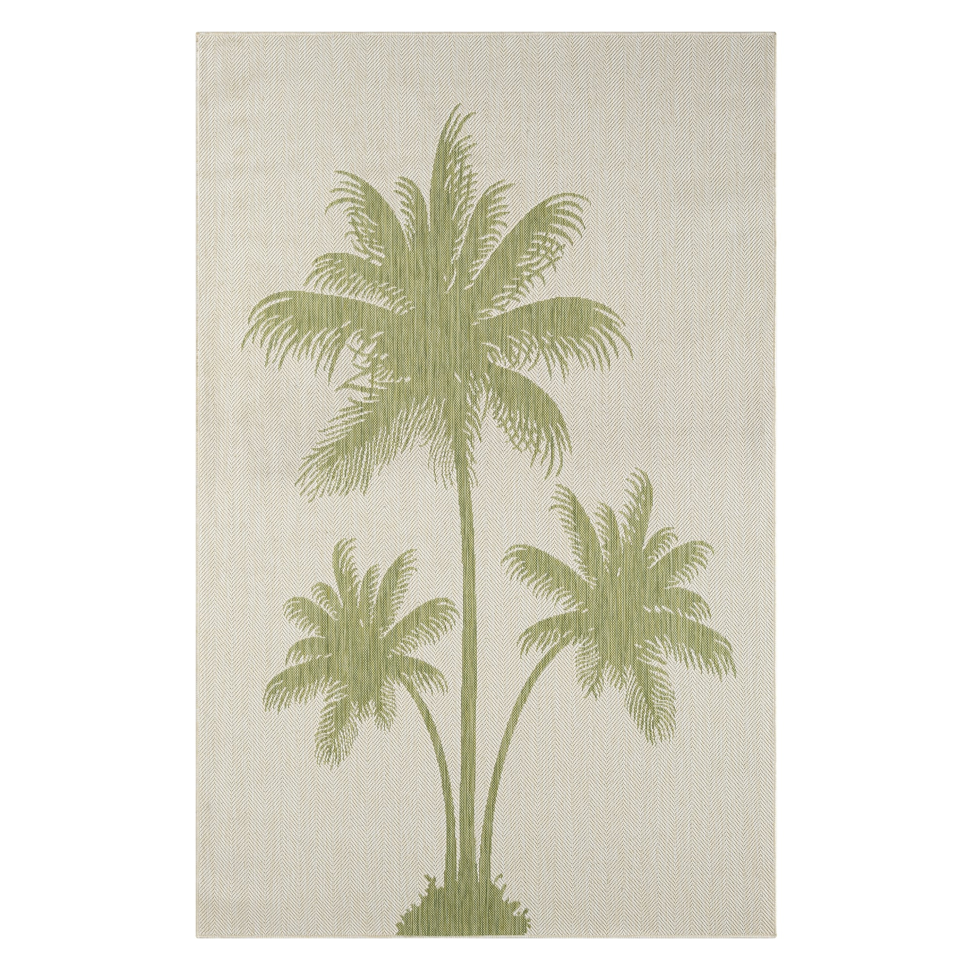 LR Home Camila 5' x 7', Beige/Green Palm Tree Fade, Stain, and Moisture Resistant Indoor/Outdoor Area Rug