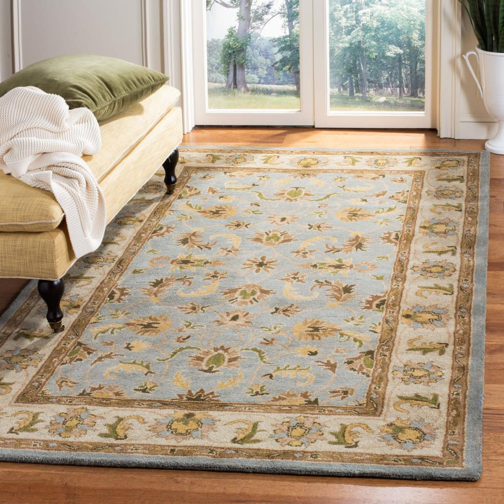 SAFAVIEH Heritage Bruce Oriental Area Rug, Light Blue/Beige, 10' x 10' Square