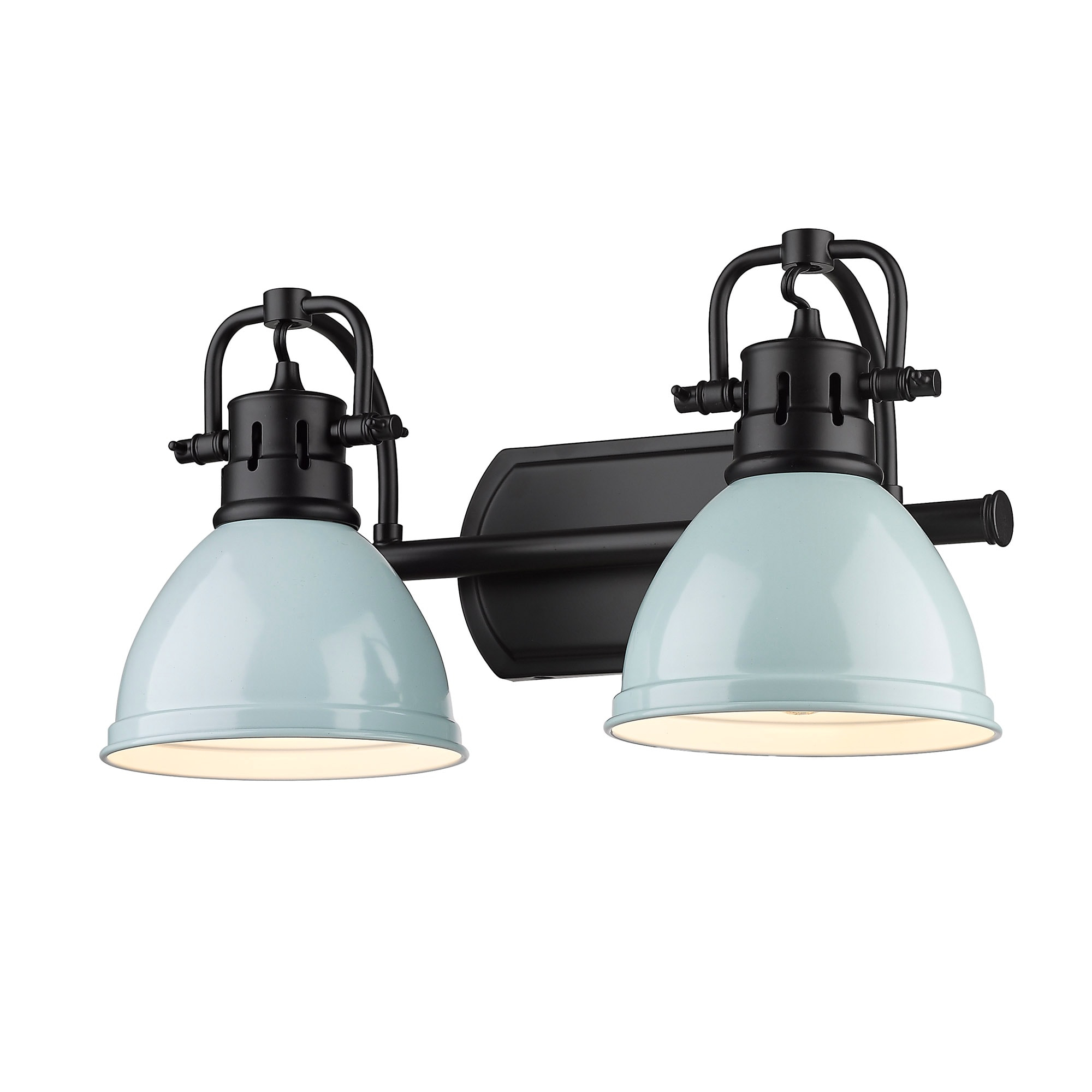 Golden Lighting Duncan 2-Light Vanity Light in Matte Black with Seafoam