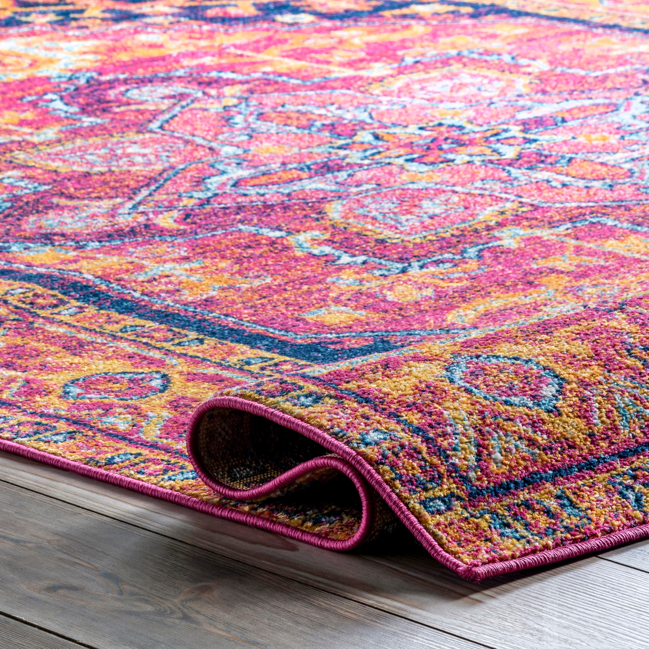 nuLOOM Fancy Power Loomed Pink Medallion Area Rug, 8' x 10', Color Bound