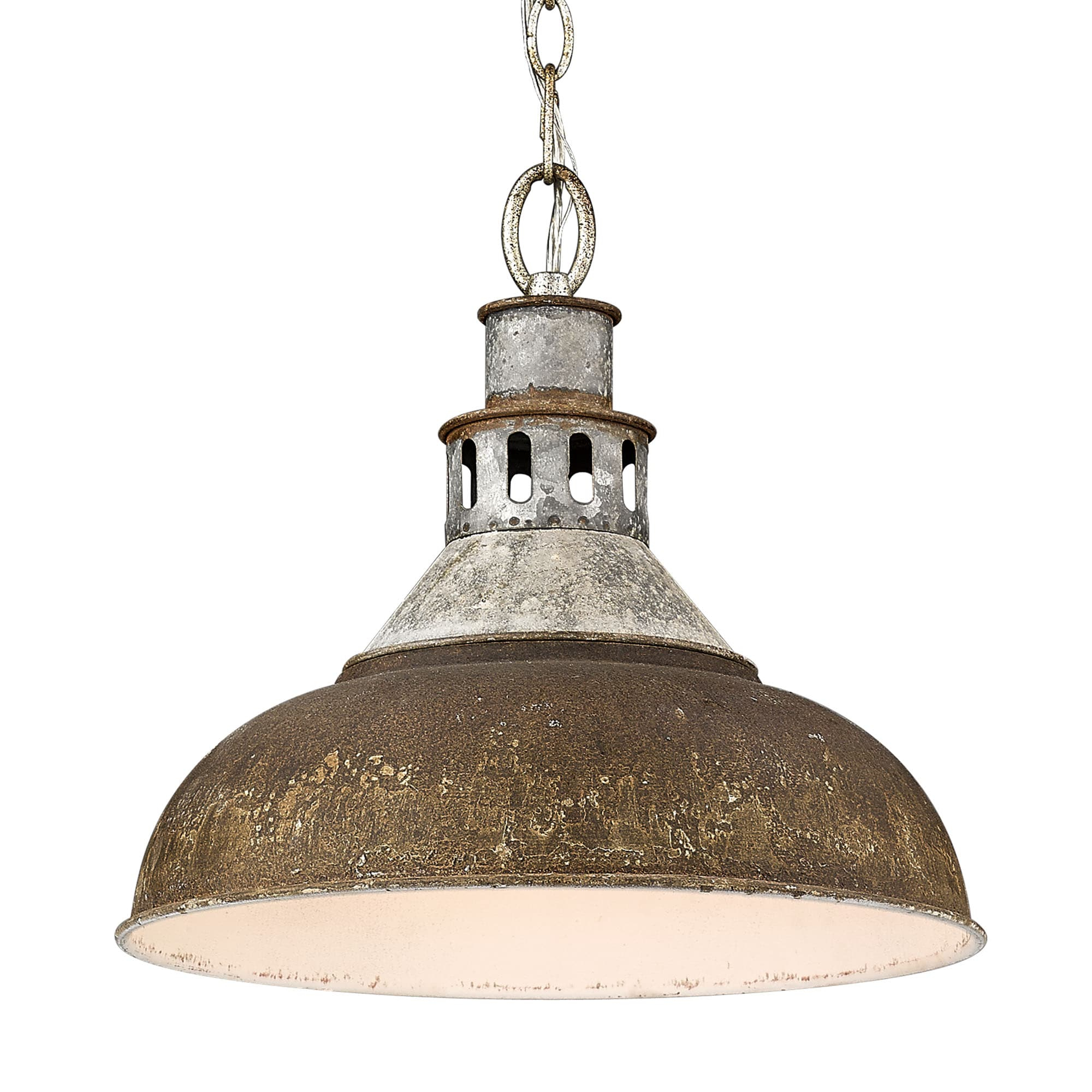 Golden Lighting Kinsley 1-Light Pendant in Aged Galvanized Steel with Antique Rust