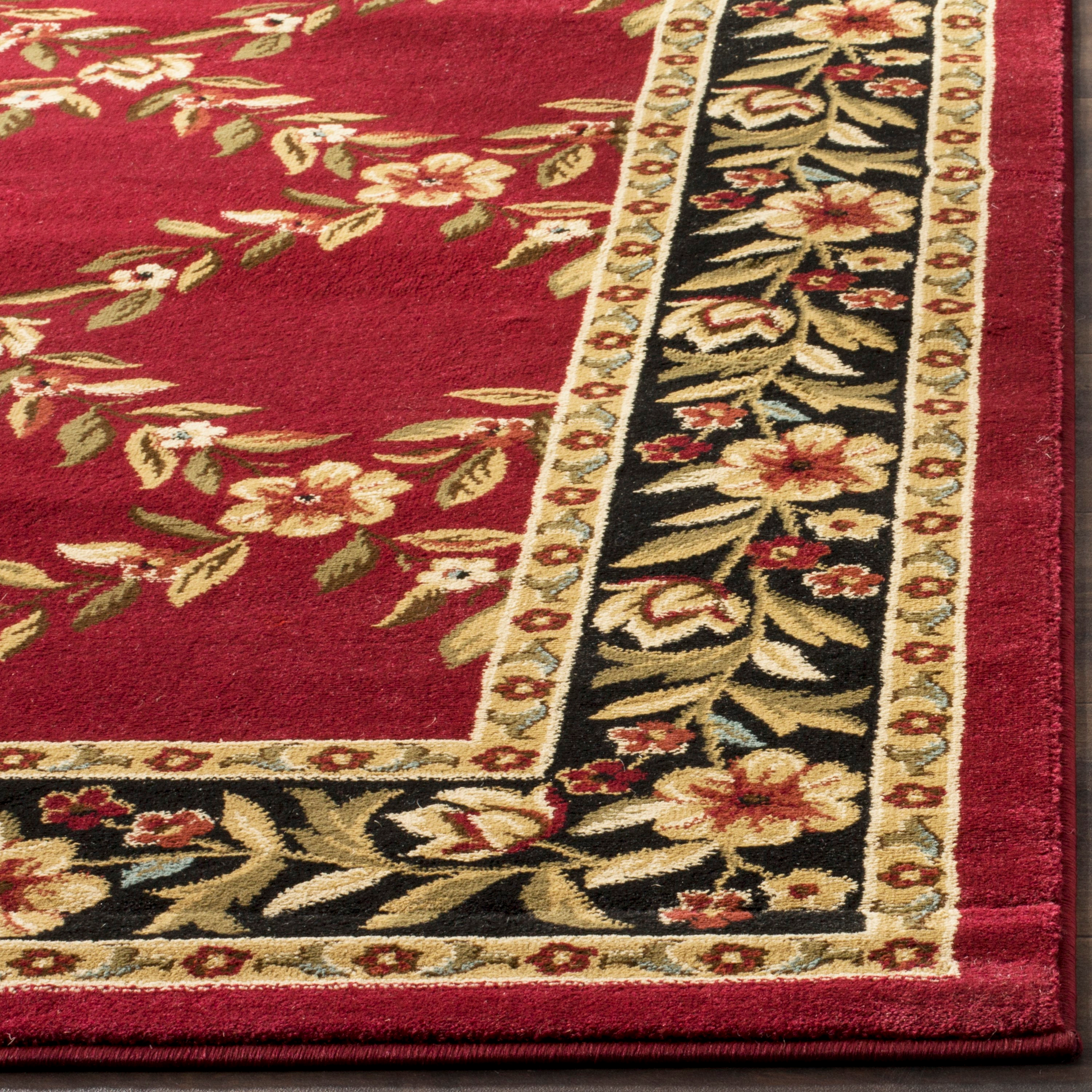 Safavieh Lyndhurst Open Floral 7 x 7 (ft) Loomed Polypropylene Red/Black Square Indoor Floral/Botanical Oriental Area rug