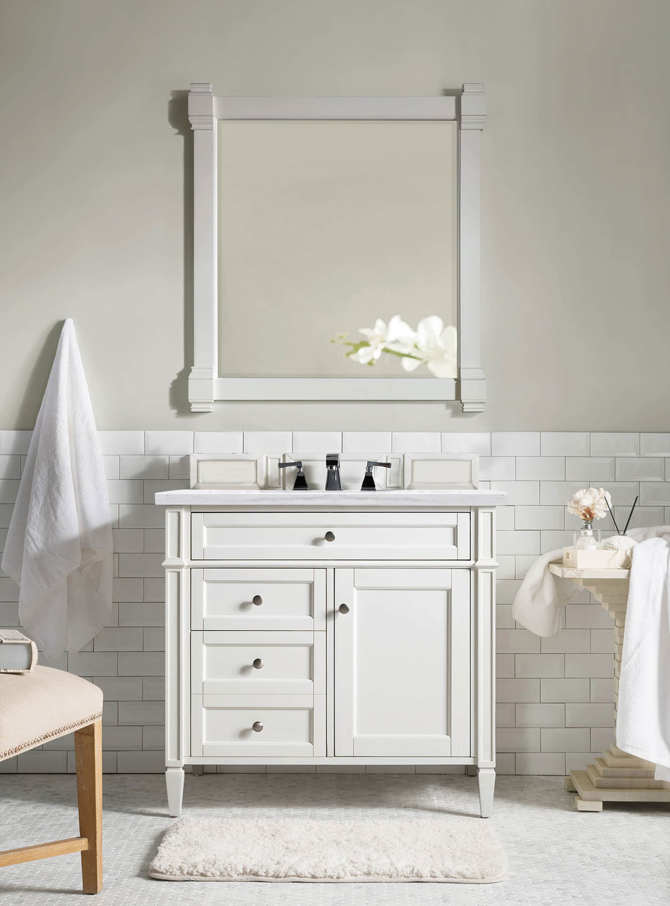 Bright White 36" Single Freestanding Bathroom Vanity
