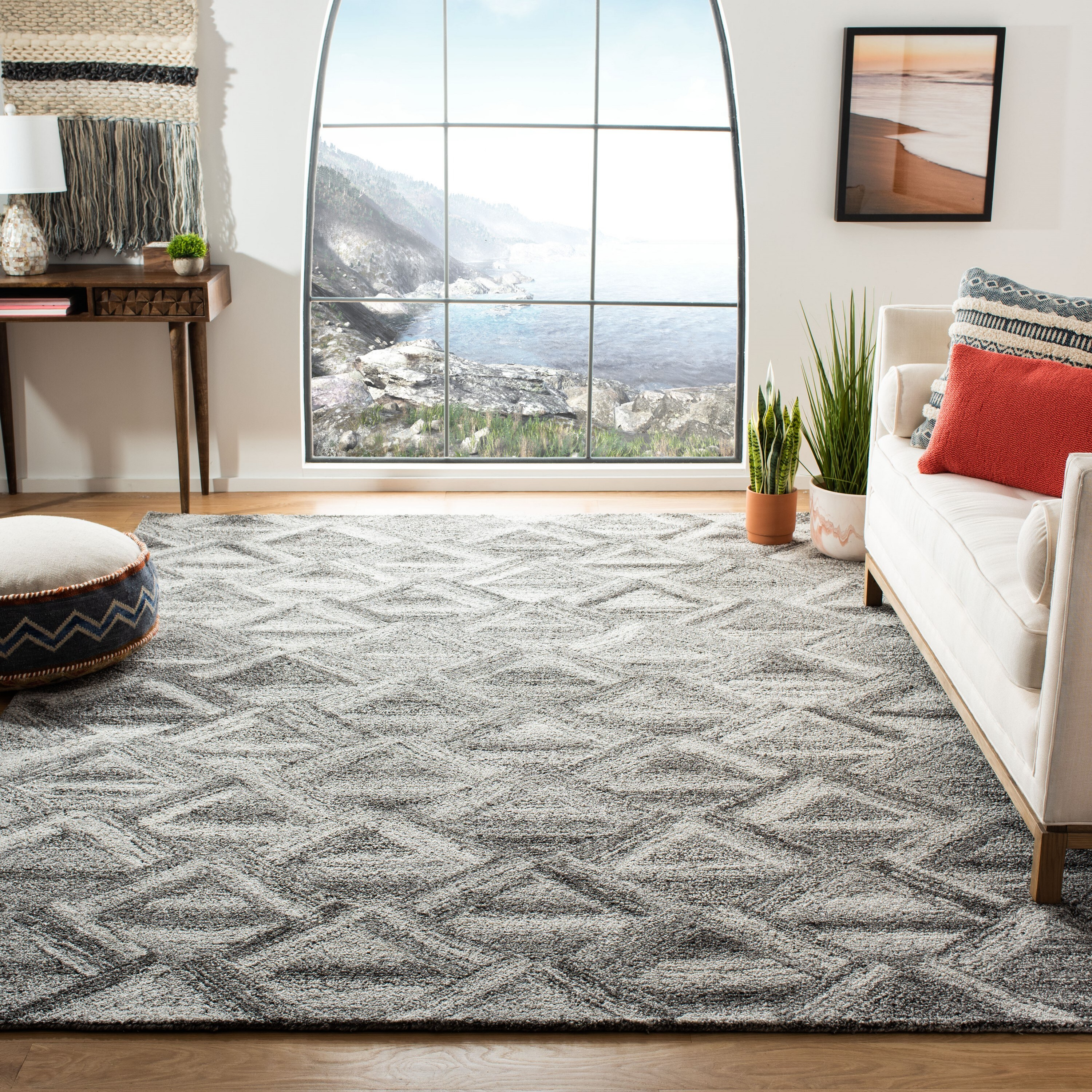 SAFAVIEH Abstract Phillis Geometric Area Rug, Grey/Black, 8' x 10'