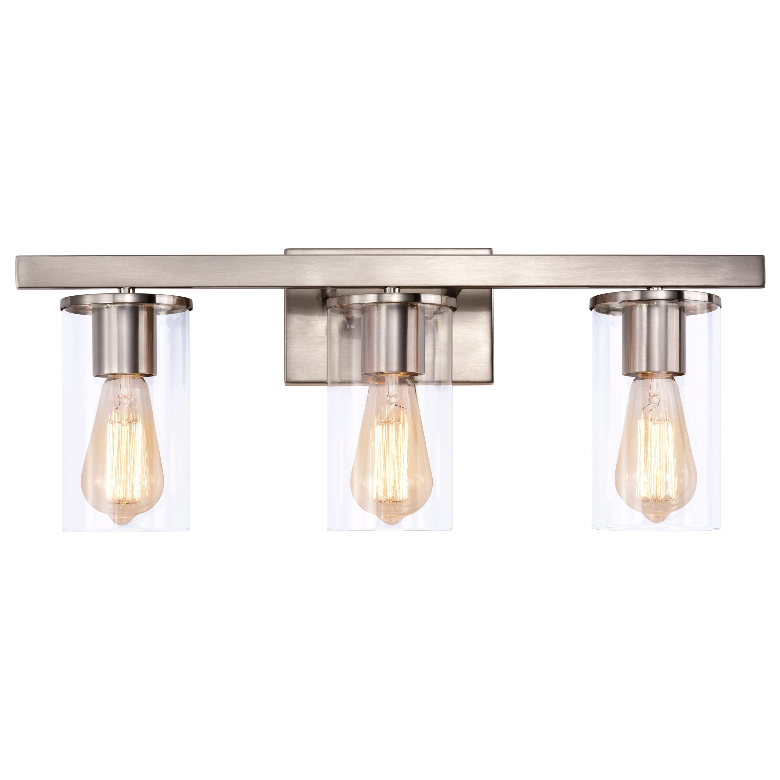 C Cattleya 3-Light Vanity Light with Clear Glass Shades Brushed Nickel Nickel Brushed
