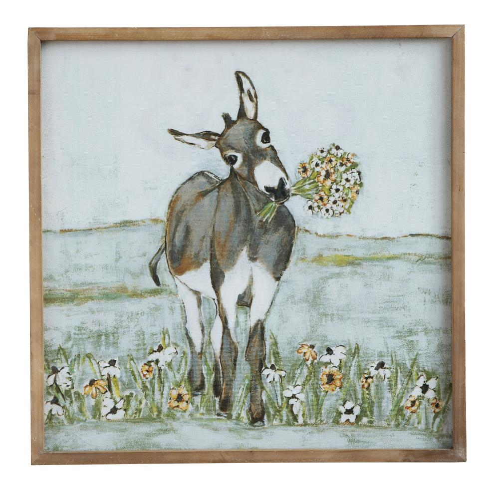 Creative Co-Op Donkey Wall Décor in Wood Frame