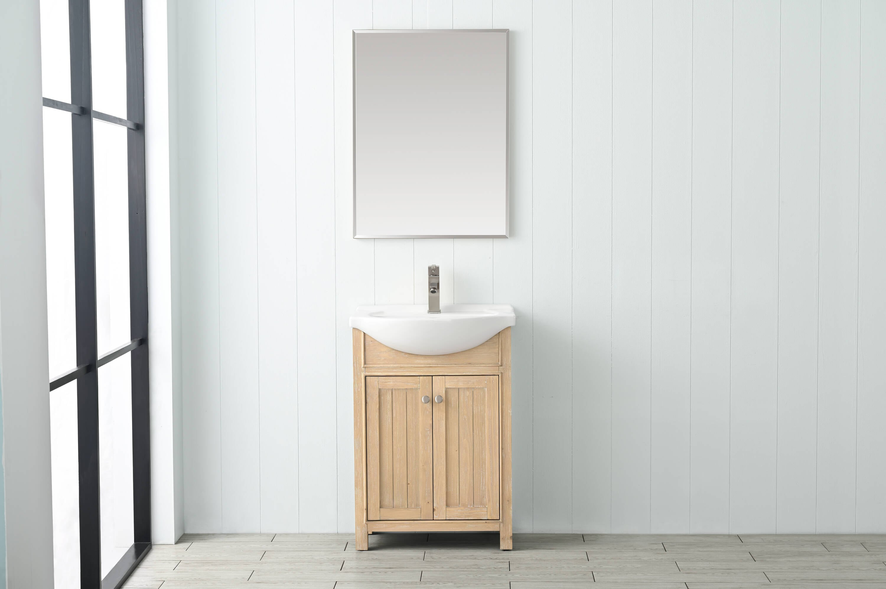 Design Element Marian 24" Single Sink Bath Vanity in Oak with Porcelain Top