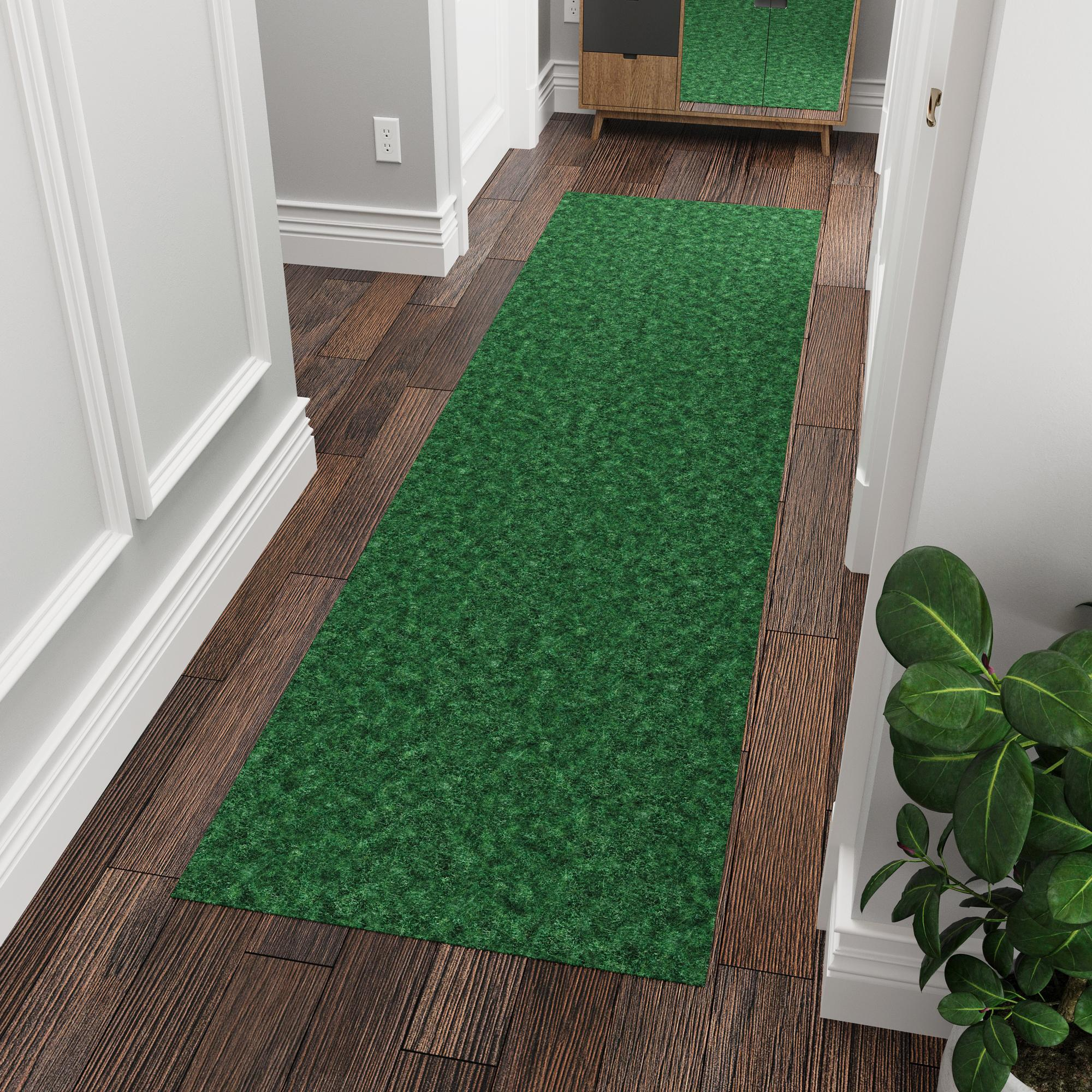 Ottomanson Hallway Runner Waterproof Non-Slip Rubberback 3x6 Indoor/Outdoor Utility Rug, 2'7" x 6', Green