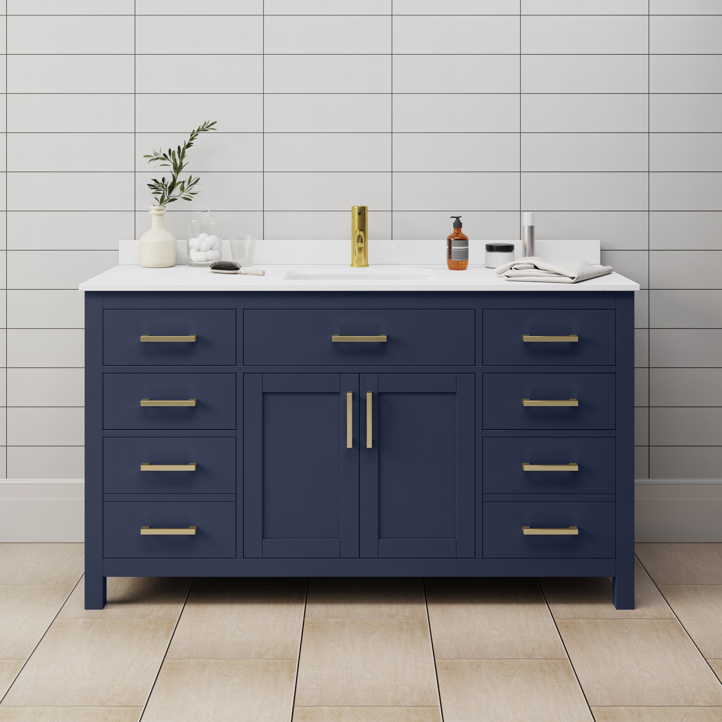 Beckett 60" Freestanding Single Bathroom Vanity with Cultured Marble Top