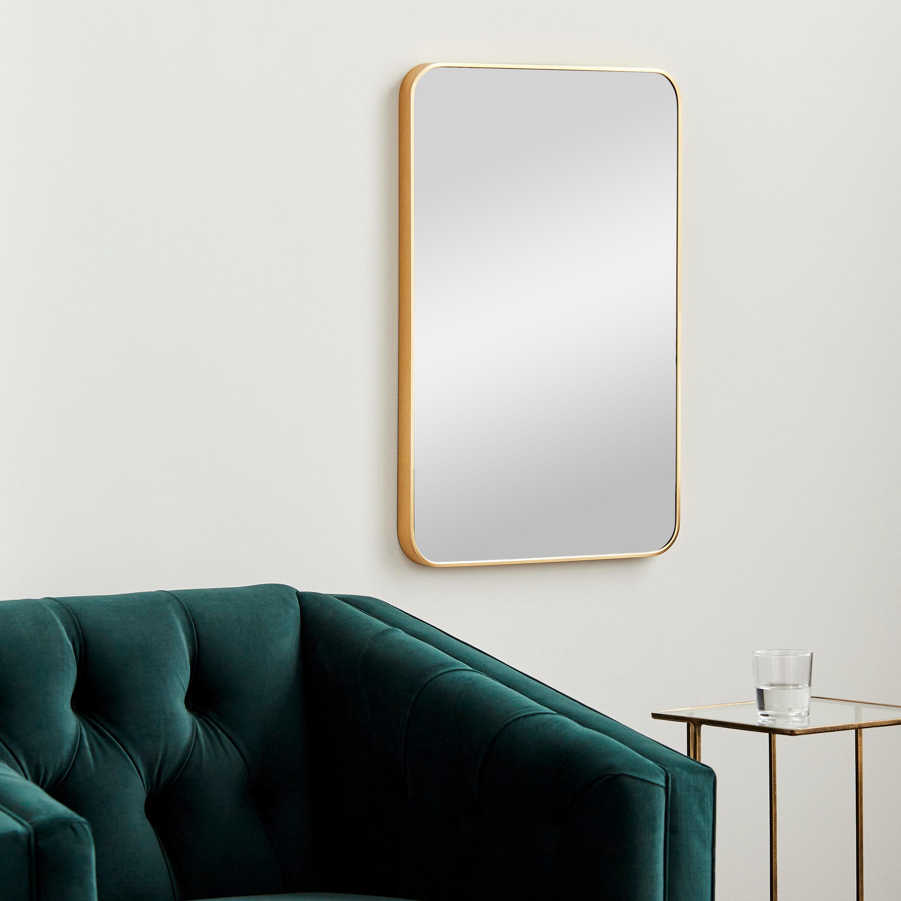 Aranya Chic Brushed Metal Rectangular Mirror in Gold & Silver