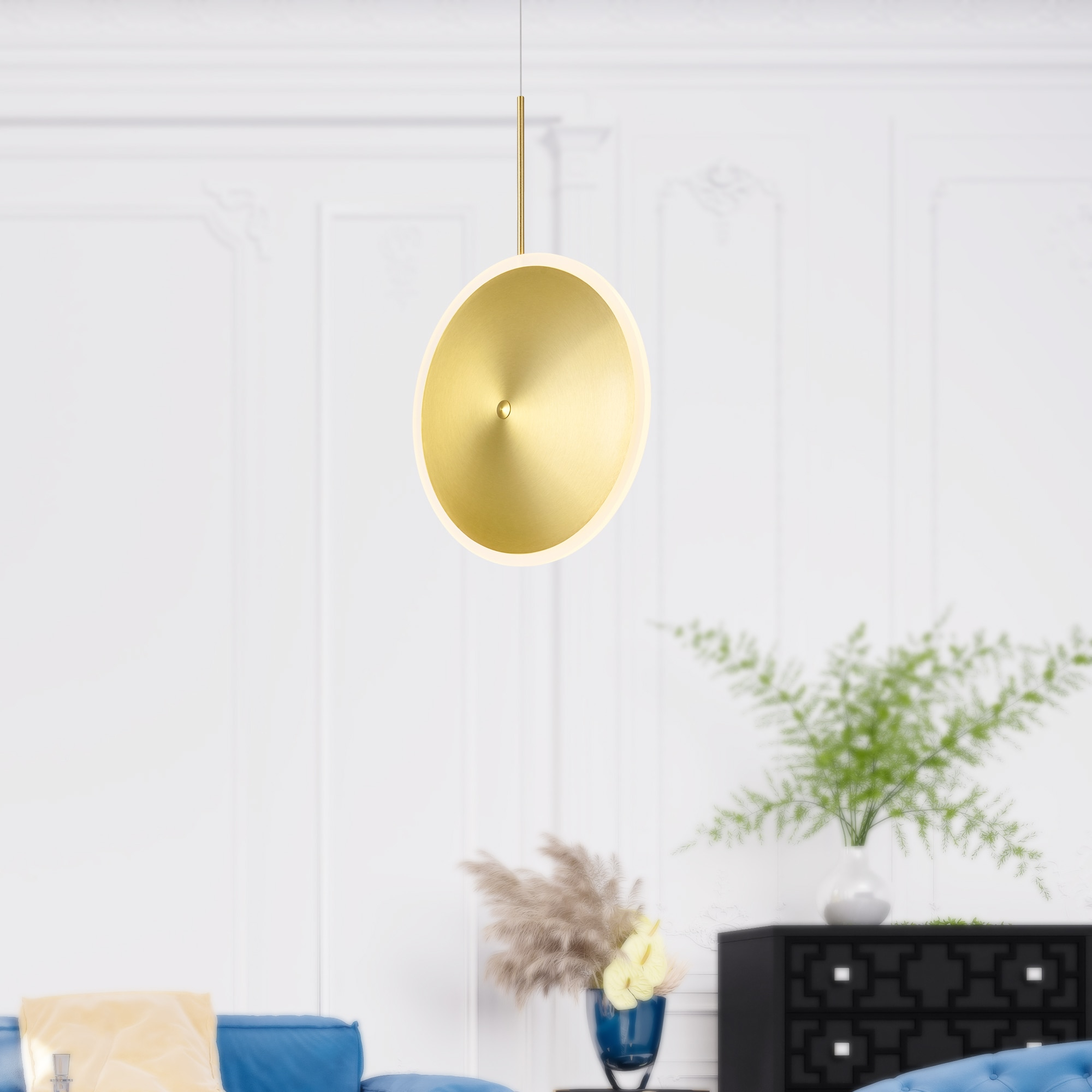 Ovni 12" Brass Contemporary LED Mini Pendant Light