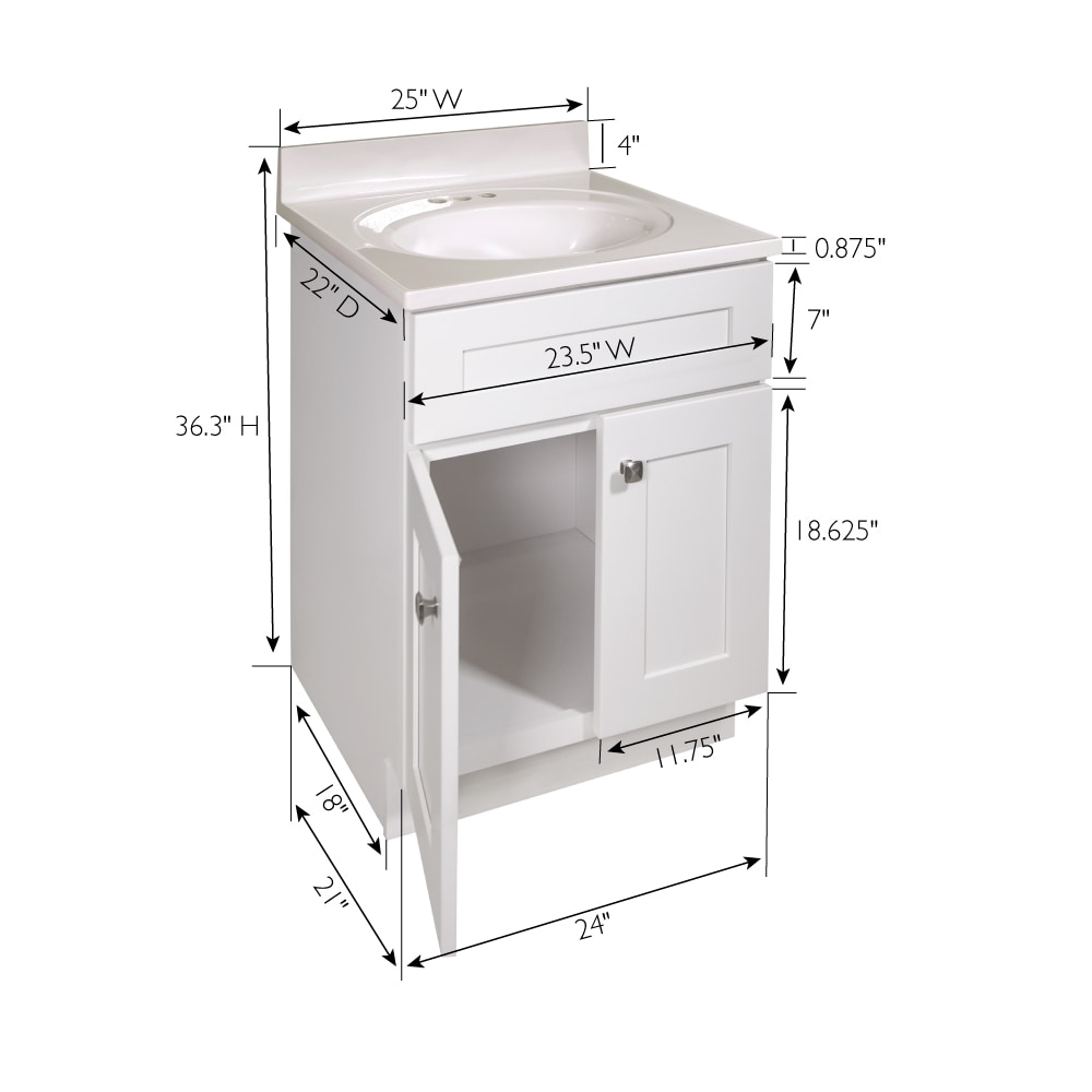 Brookings 25 Inch Bathroom Vanity with Top, Ready to Assemble, Sherwin Williams® White – Design House, 584870