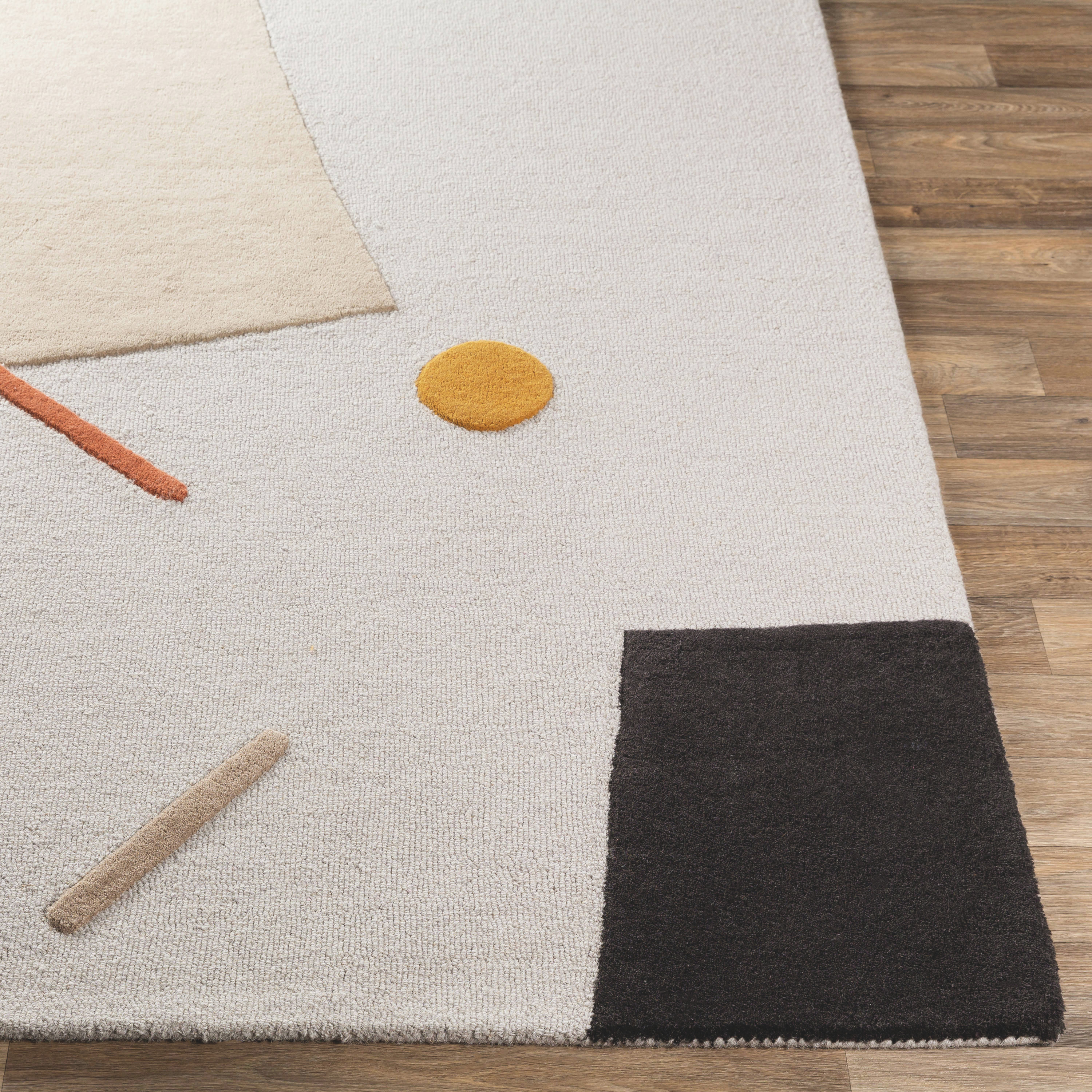 Emma Black Wool Hand-Tufted Rectangular Area Rug 2' x 3'
