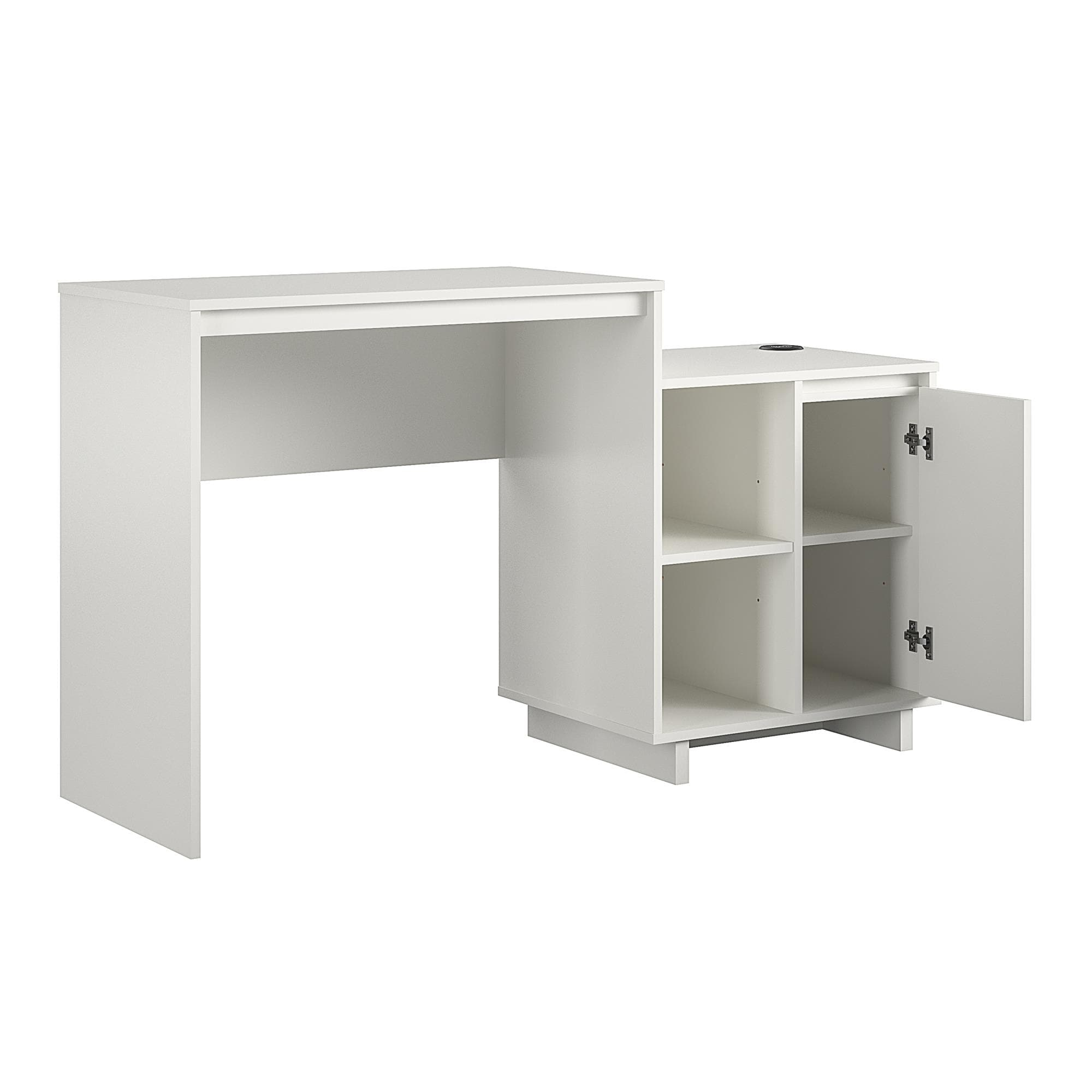Ravelston White Wood Computer Desk with Filing Cabinet