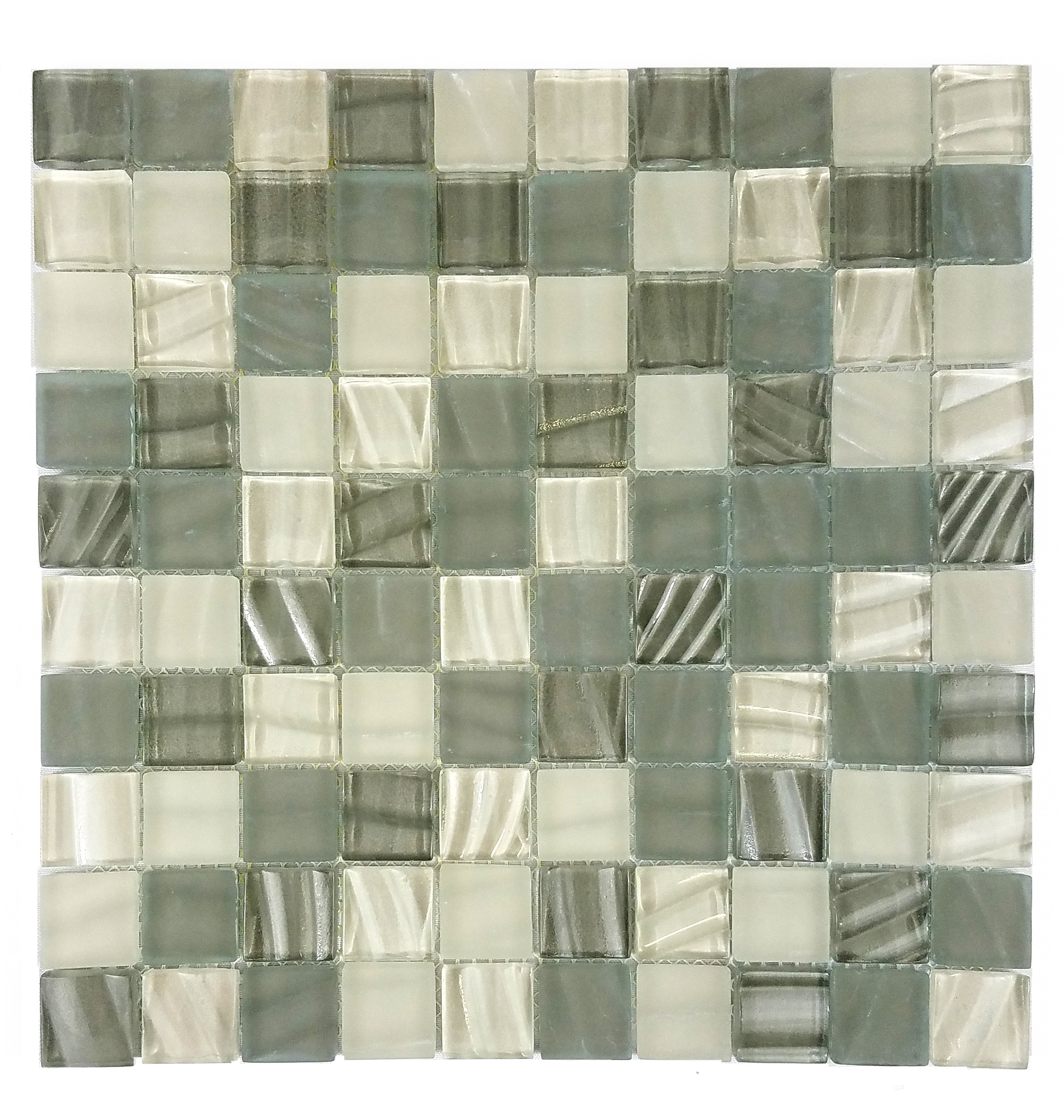 New Era 12 in.x 12 in. Textured Glass Straight Edge Square Mosaic Wall & Pool Tile