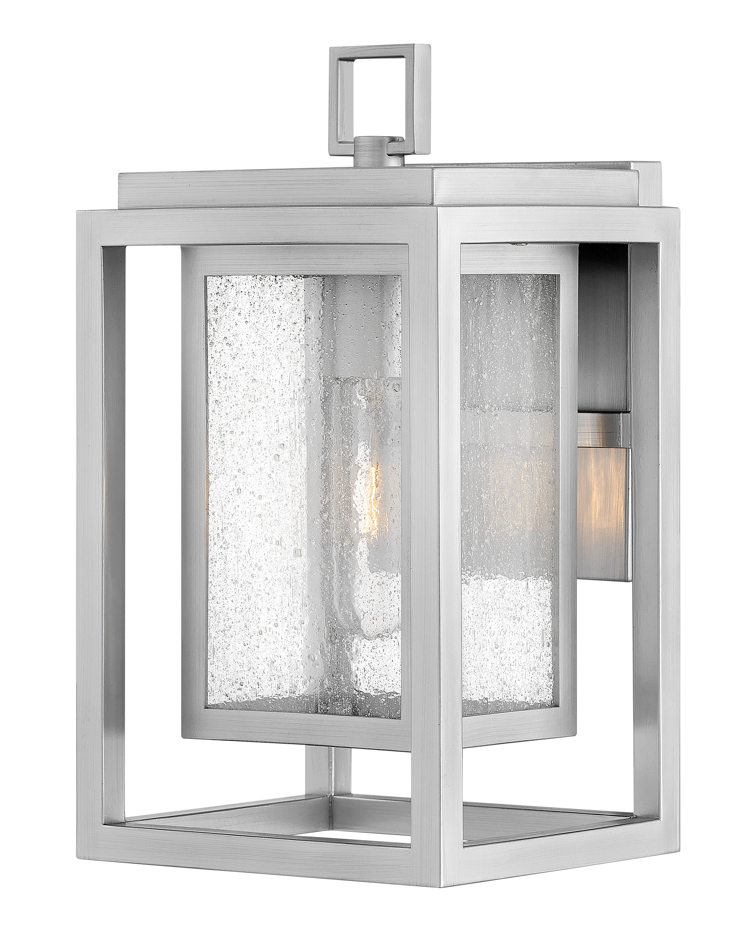 Satin Nickel 12-Inch Outdoor Wall Sconce with Clear Seedy Glass