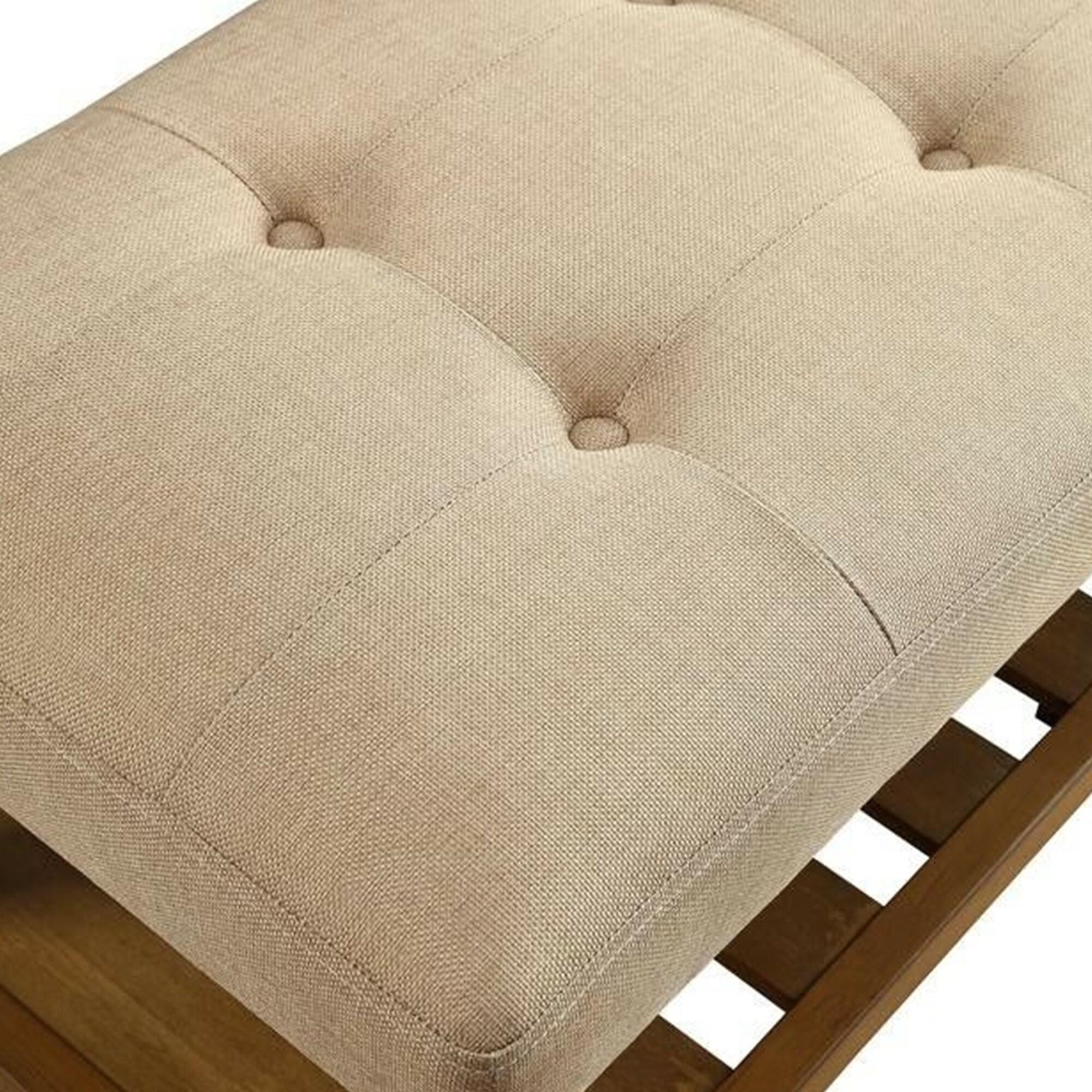 Benjara Wooden Bench, Beige & Oak