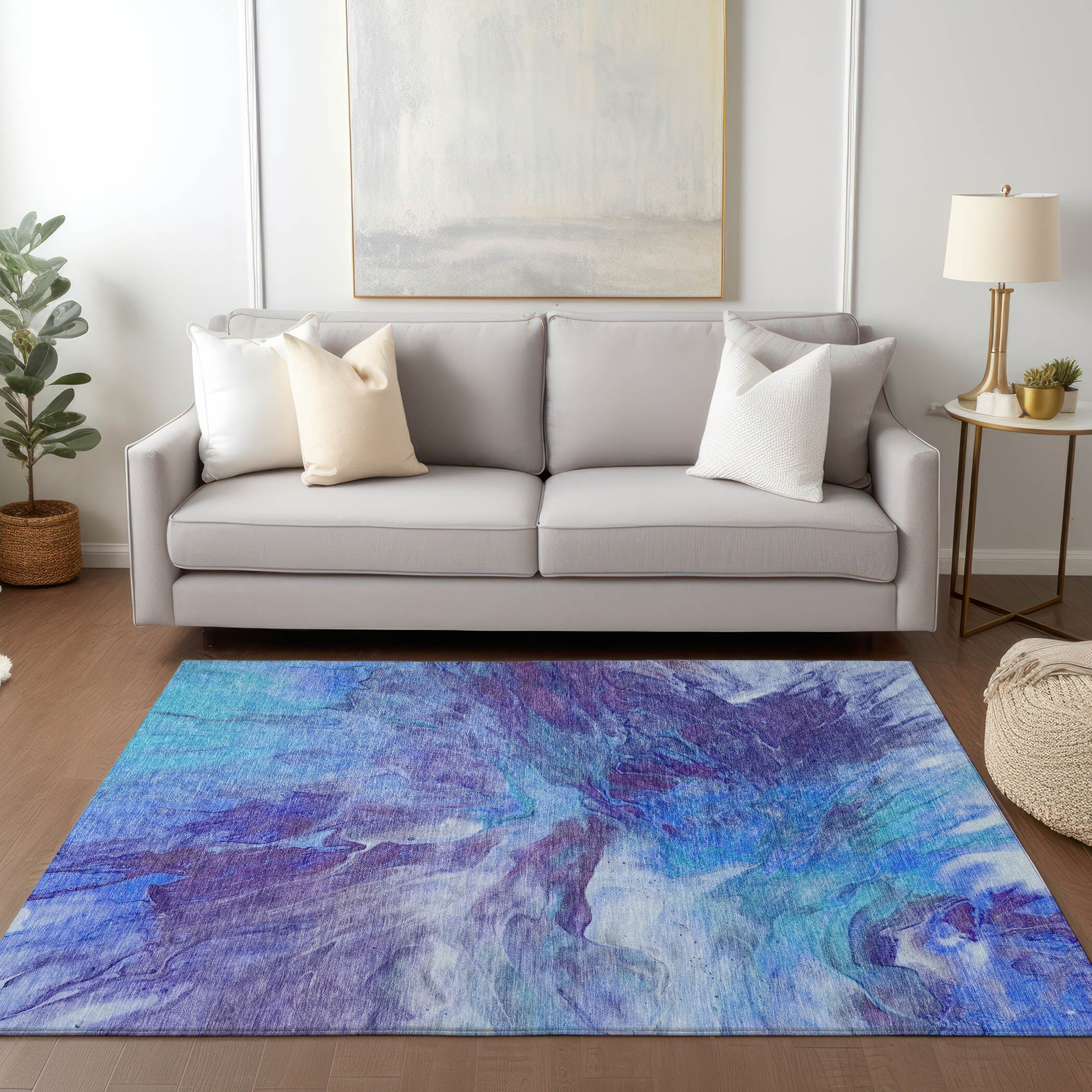 Addison Rugs Chantille Indoor/Outdoor Transitional Modern Blue Washable Rectangle Rug, 3' x 5'