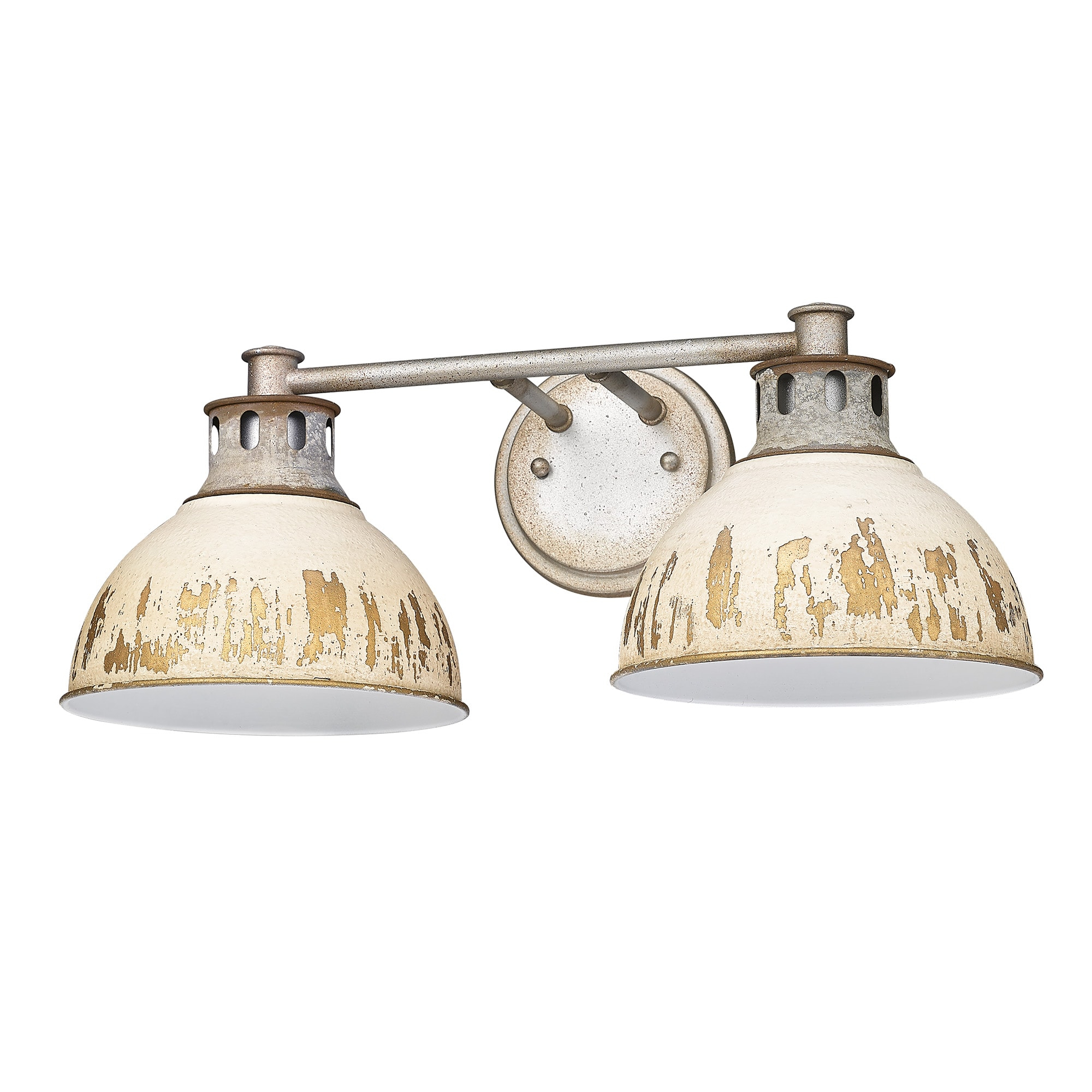 Golden Lighting Kinsley 2-Light Vanity Light in Aged Galvanized Steel with Antique Ivory