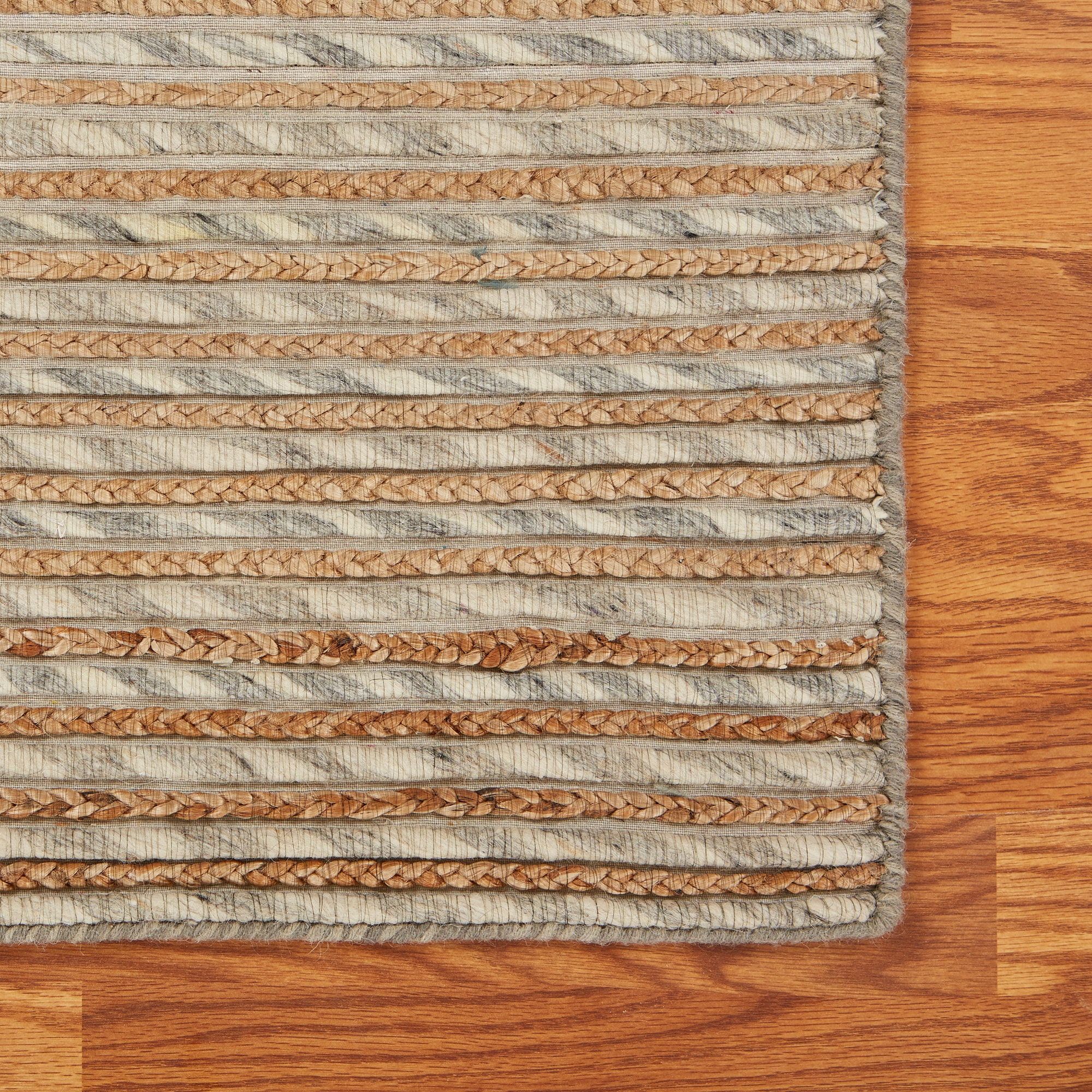 Eco-Friendly Dark Gray Striped Wool Blend 5' x 7' Area Rug
