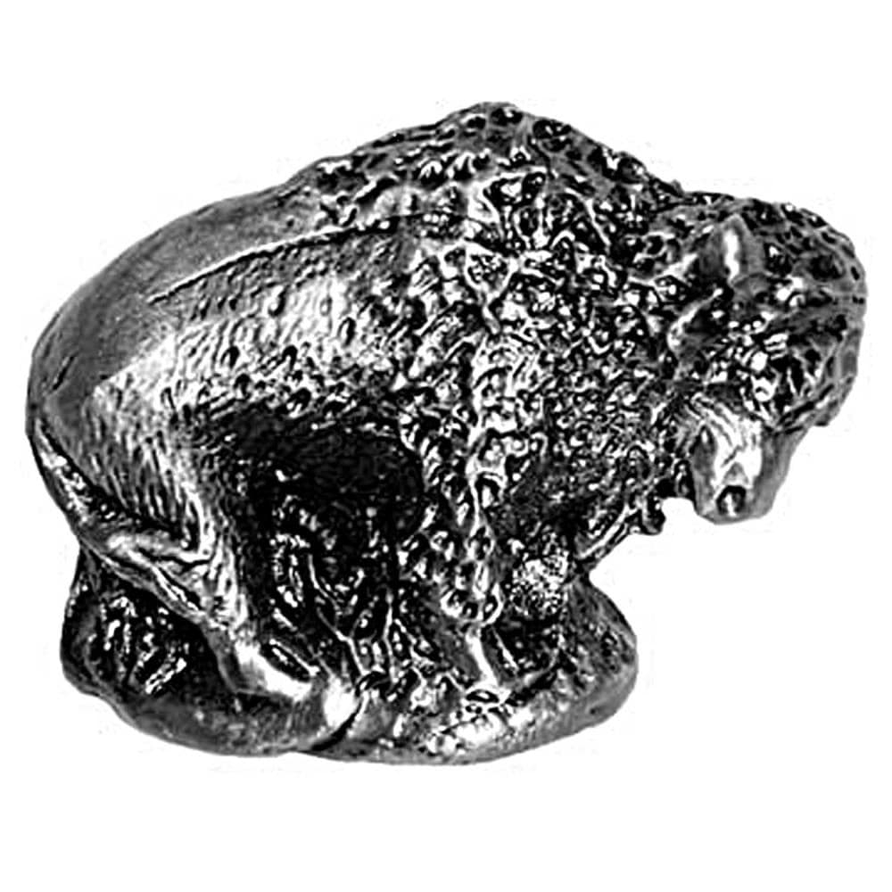 Pewter Rustic Novelty Buffalo Cabinet Knob with Mounting Hardware