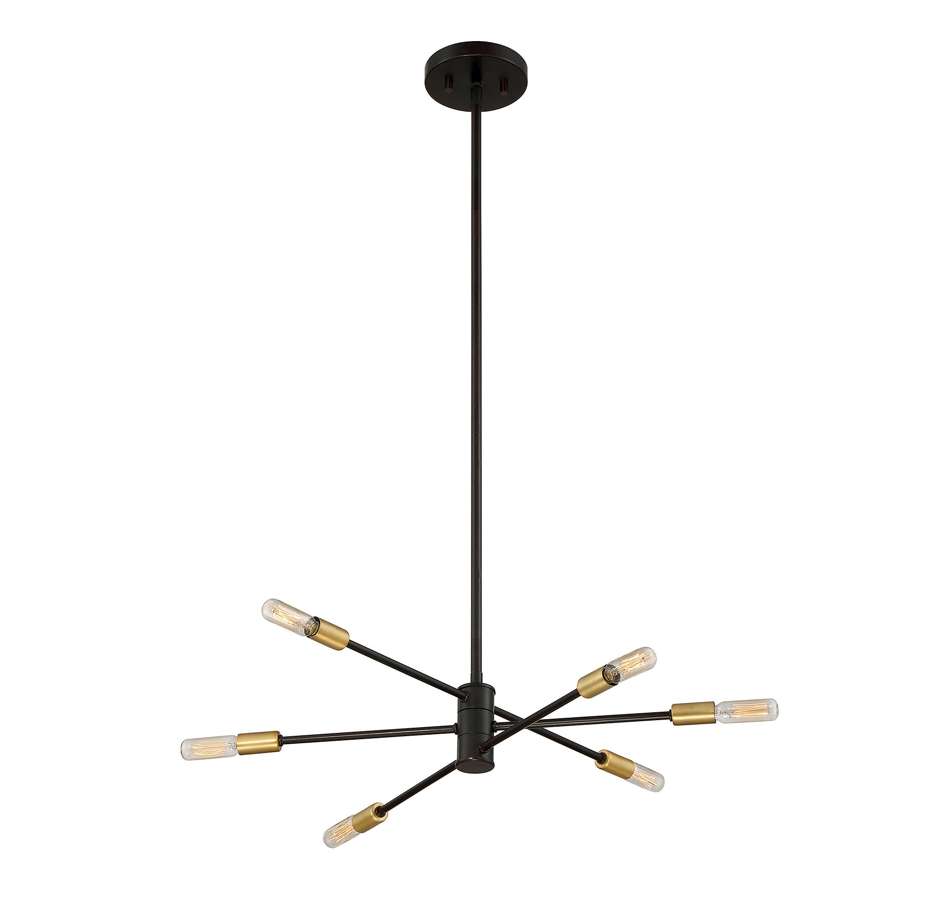 6 Light Chandelier In Industrial Style-7 Inches Tall And 21.75 Inches Wide-Bronze/Brass Finish    -Traditional Installation Savoy House 1-7000-6-77