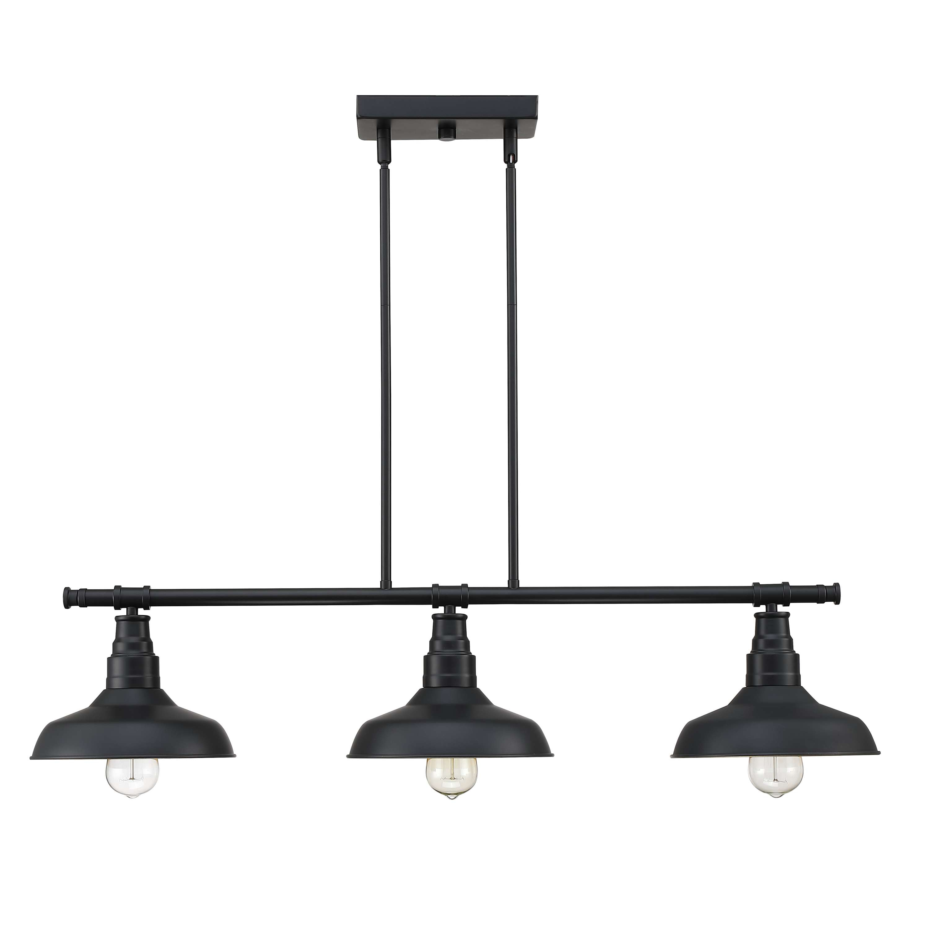 3-Light Matte Black Pendant Lighting for Kitchen Island Industrial Ceiling Mount Light Fixture for Dining Room, Living Room, Dining Table, Bars with Gold Painting Inside Finish