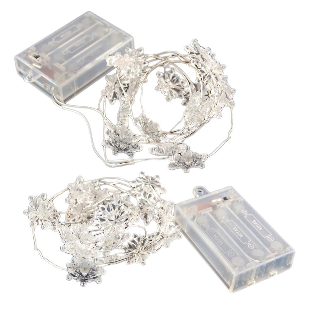 LumaBase Battery Operated LED Fairy String Lights with Snowflakes