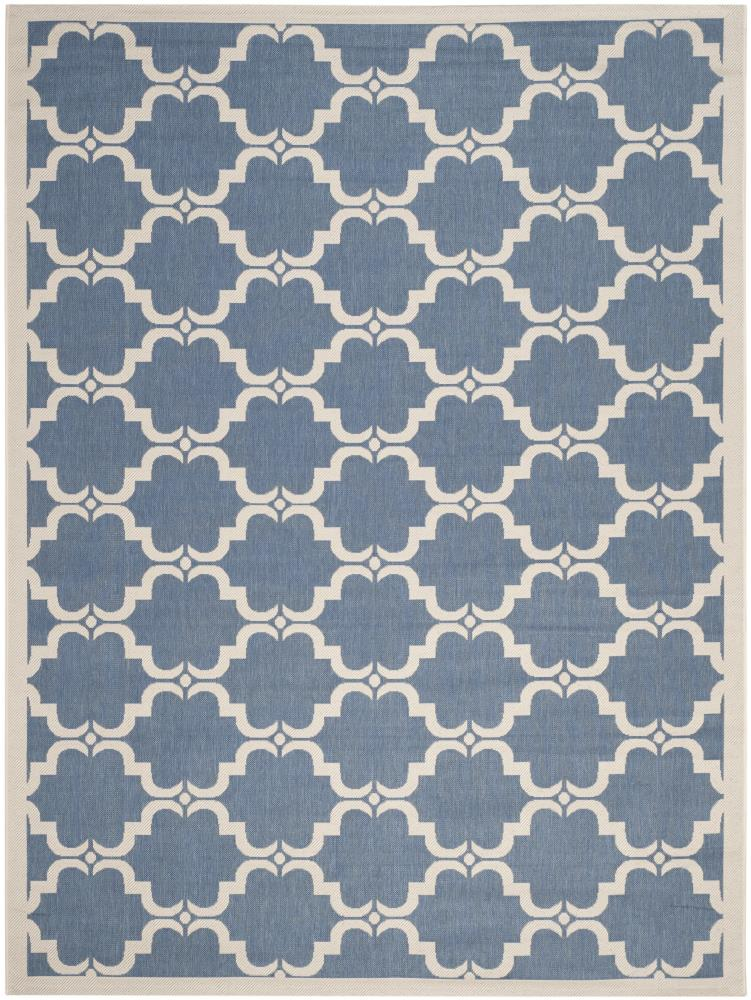 SAFAVIEH Courtyard Estelle Geometric Indoor/Outdoor Area Rug, Blue/Beige, 8' x 11'