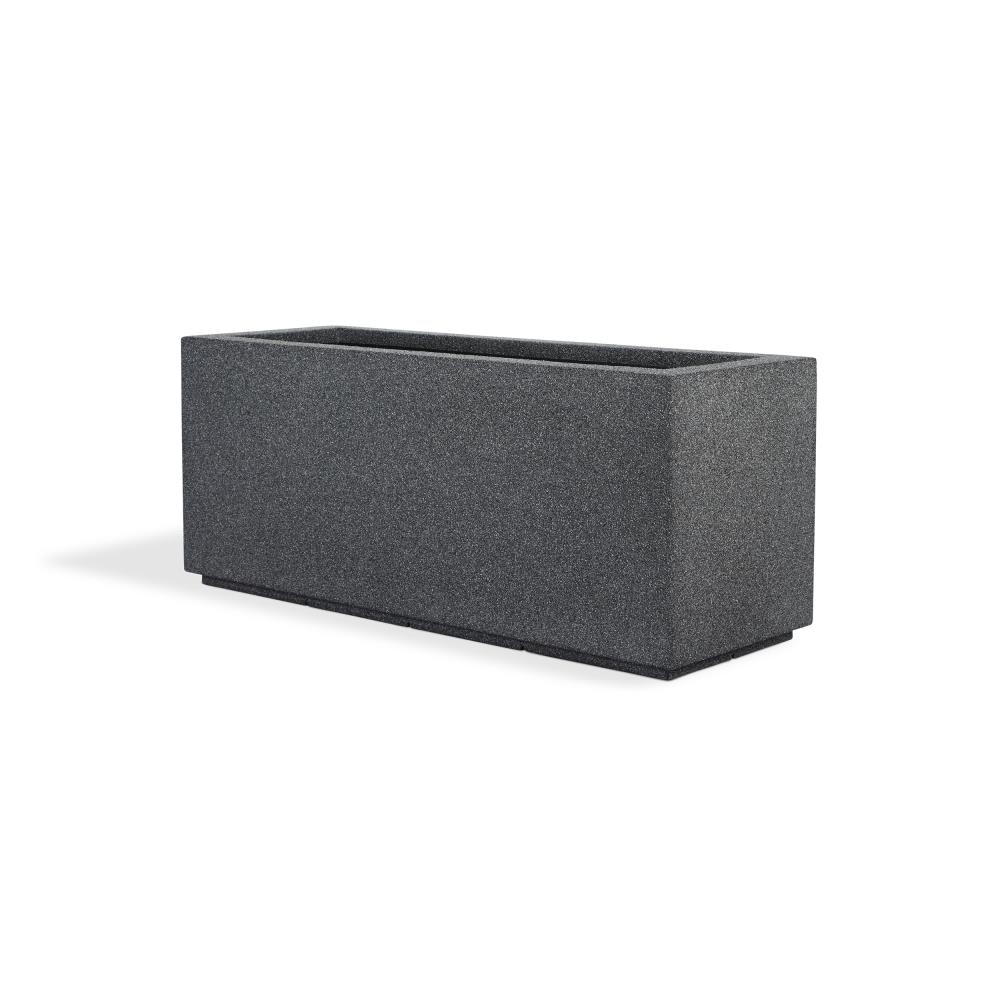 PolyStone Milan Tall Modern Outdoor/Indoor Rectangular Trough Planter, 46" L X 17" W X 19" H, Lightweight, Heavy Duty, Weather Resistant, Polymer Finish, Commercial and Residential (Gray Granite)