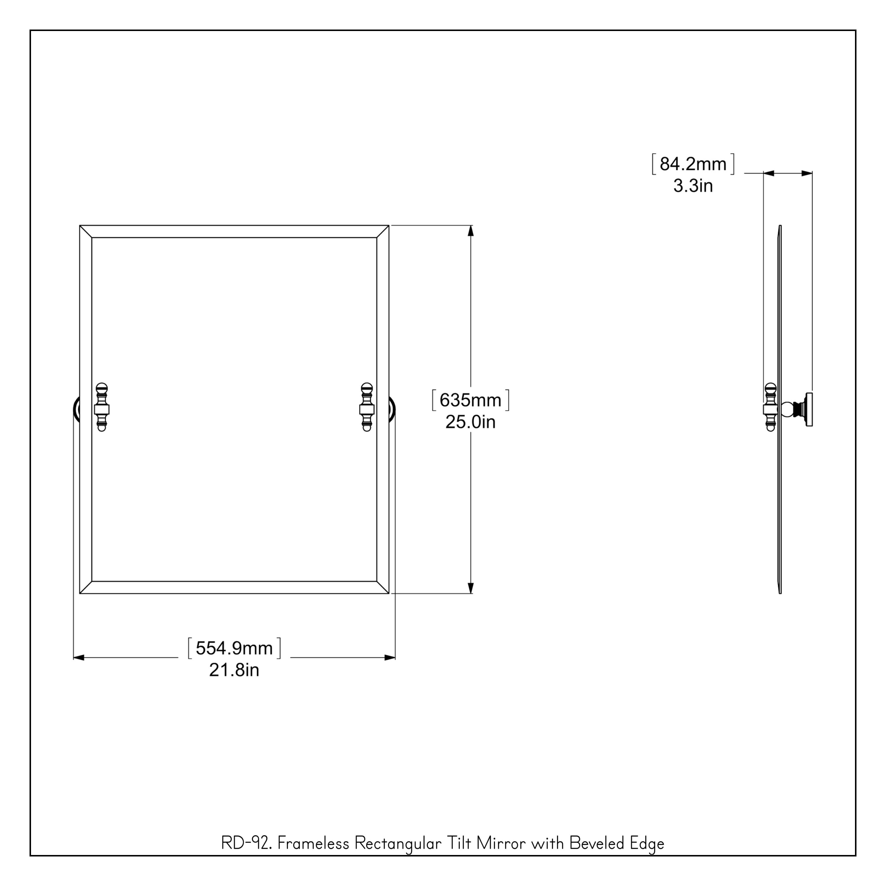 Elegant Frameless 26" Square Beveled Edge Wall Mirror