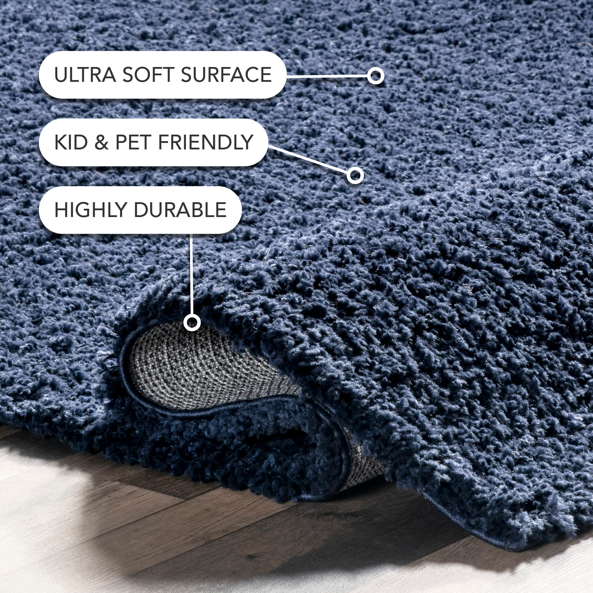 Marleen Plush Shag Navy 12 ft. x 15 ft. Area Rug