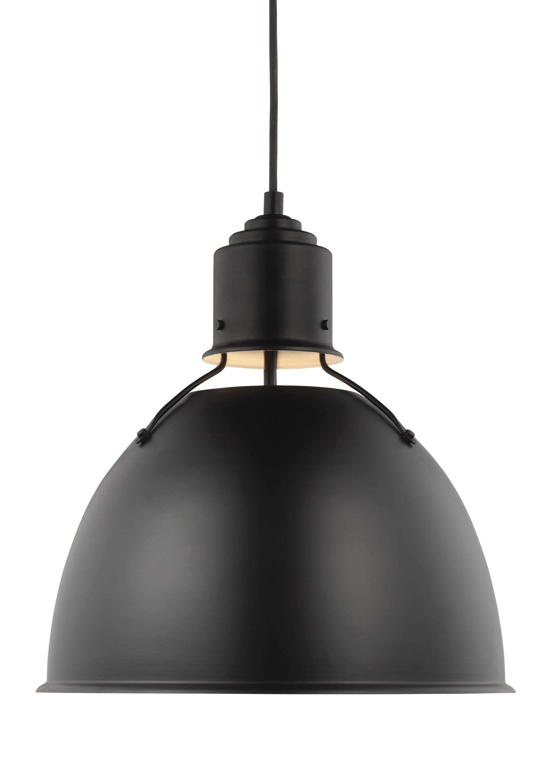 Generation Lighting Huey 1 -Light Midnight black Industrial Bell Medium Hanging Pendant light