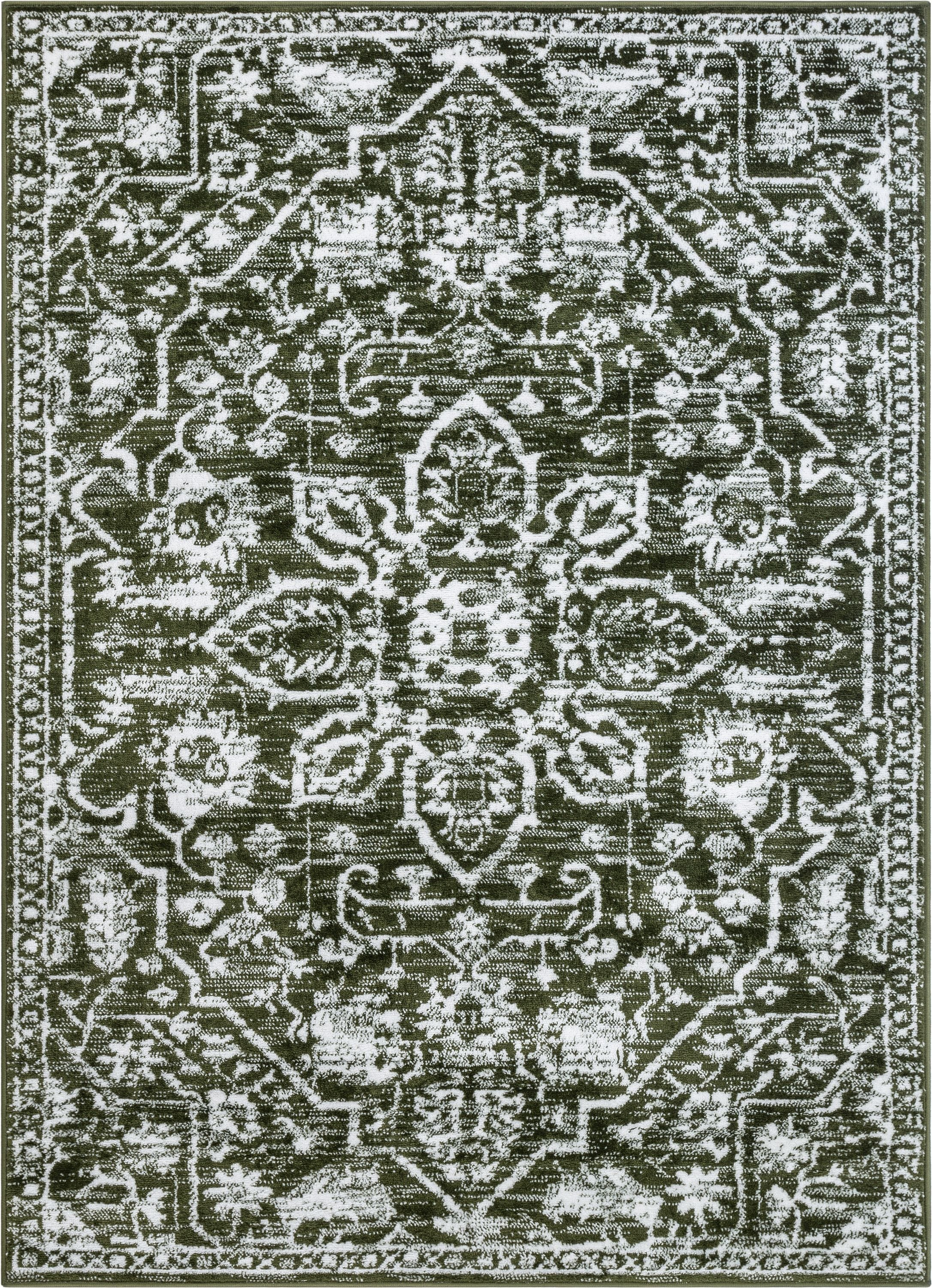 Well Woven Dazzle Disa Vintage Bohemian Oriental Floral Green 7'3" x 9'3" Area Rug
