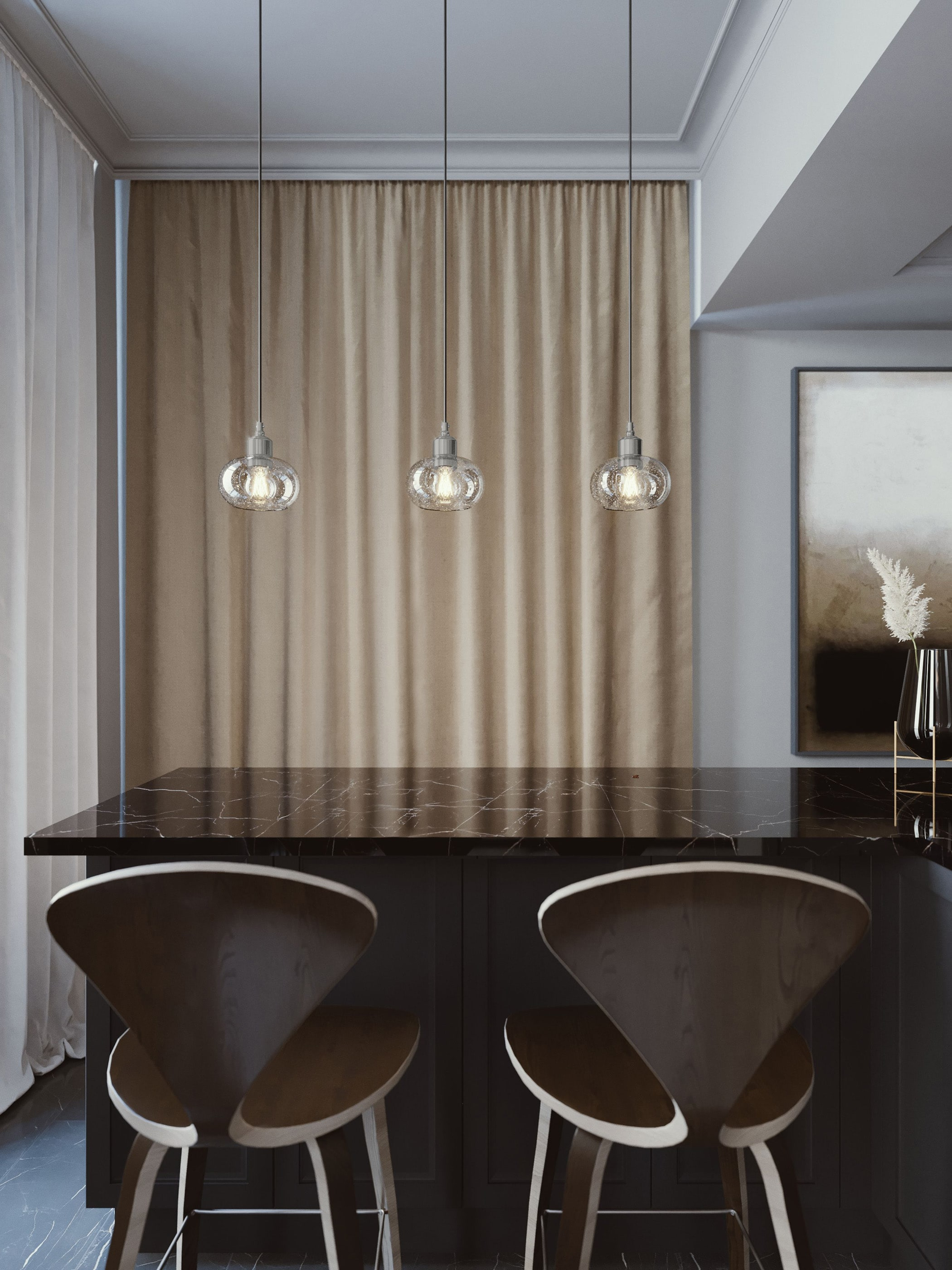 LNYP07MBBKLNR3-AFX-Laney - 3 Light Linear Pendant In Modern Style-6.8 Inches Tall and 6.6 Inches Wide-Black Finish
