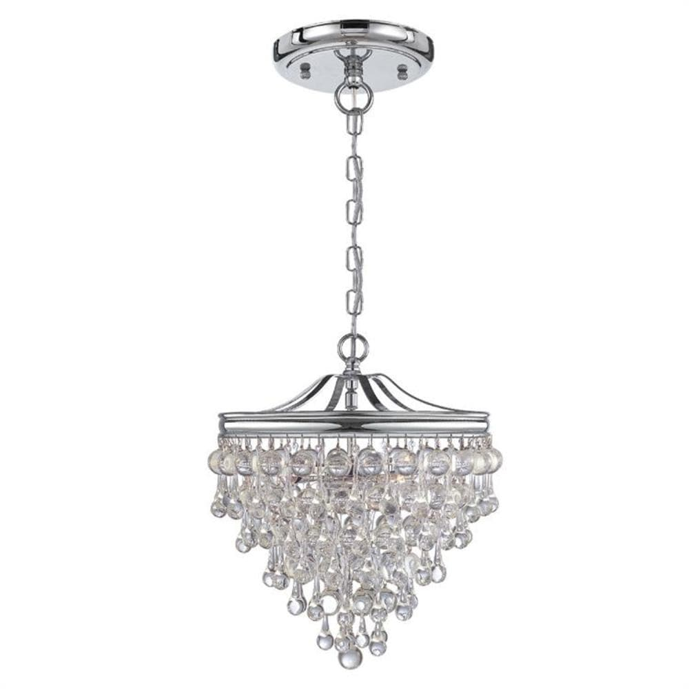 Calypso Polished Chrome 3-Light Mini Chandelier with Smooth Glass Drops