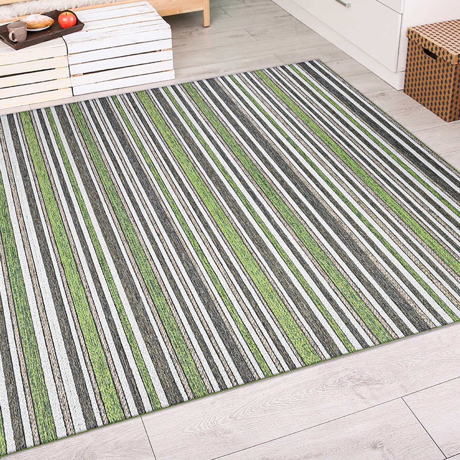 Couristan Cape Brockton Indoor / Outdoor Area Rug, Hunter Green-Brown, 2'3" x 7'10" Runner