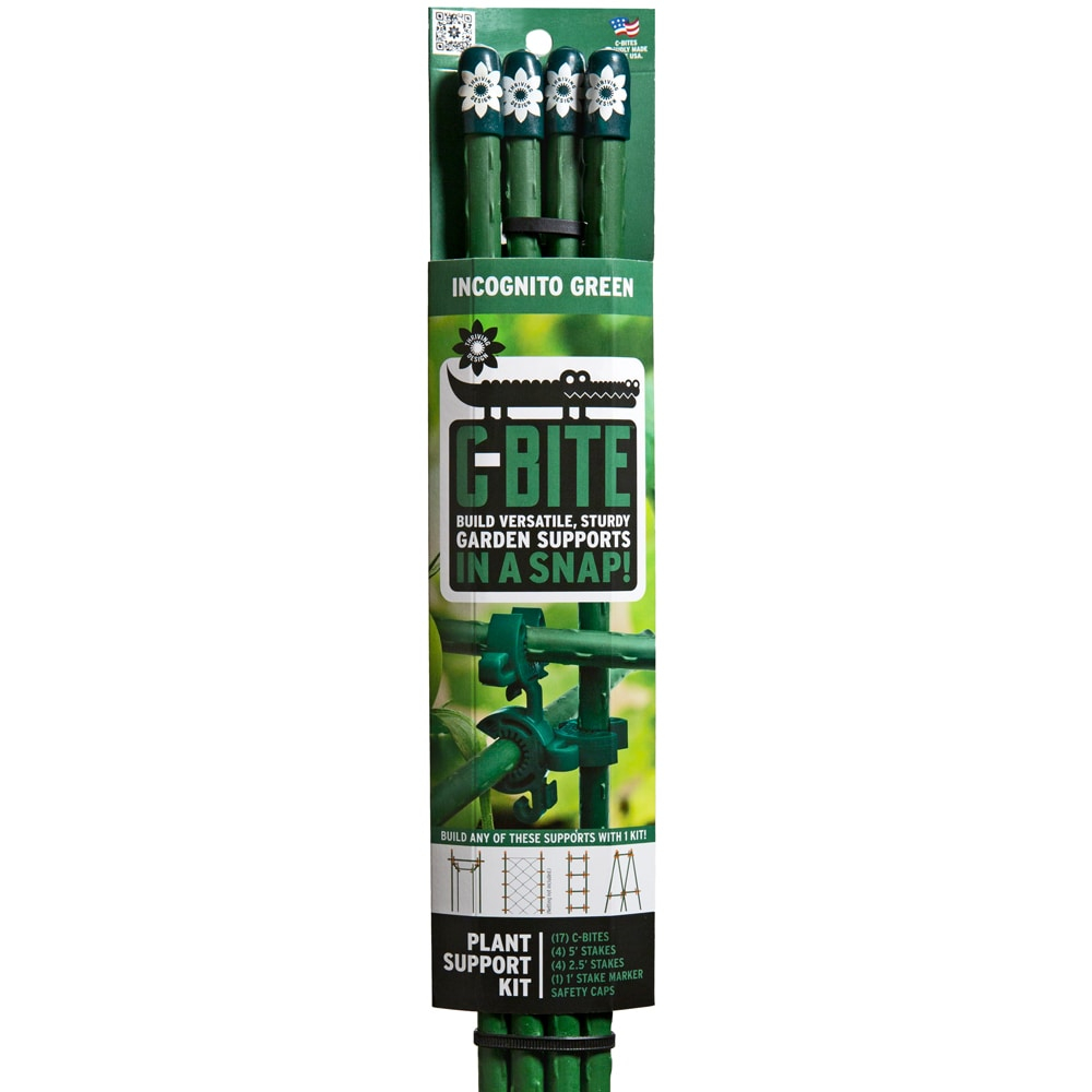 C-Bite 5-Foot Plant Support Kit | All You Need to Build A Cage, Trellis, Fence (Incognito Green)