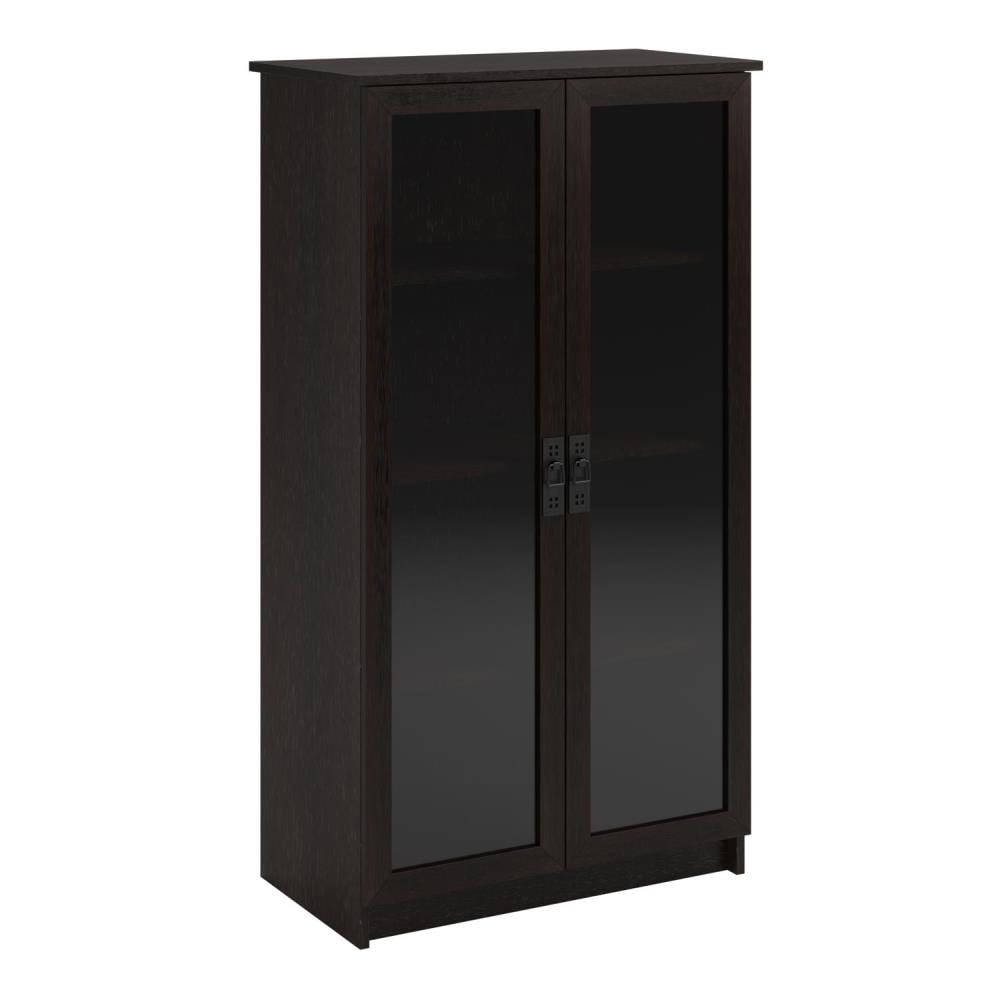 Ameriwood Home Quinton Point Black Composite 4 -Shelf Bookcase with Doors ( 29.56-in W x 53.25-in H x 15.625-in D ) Finished
