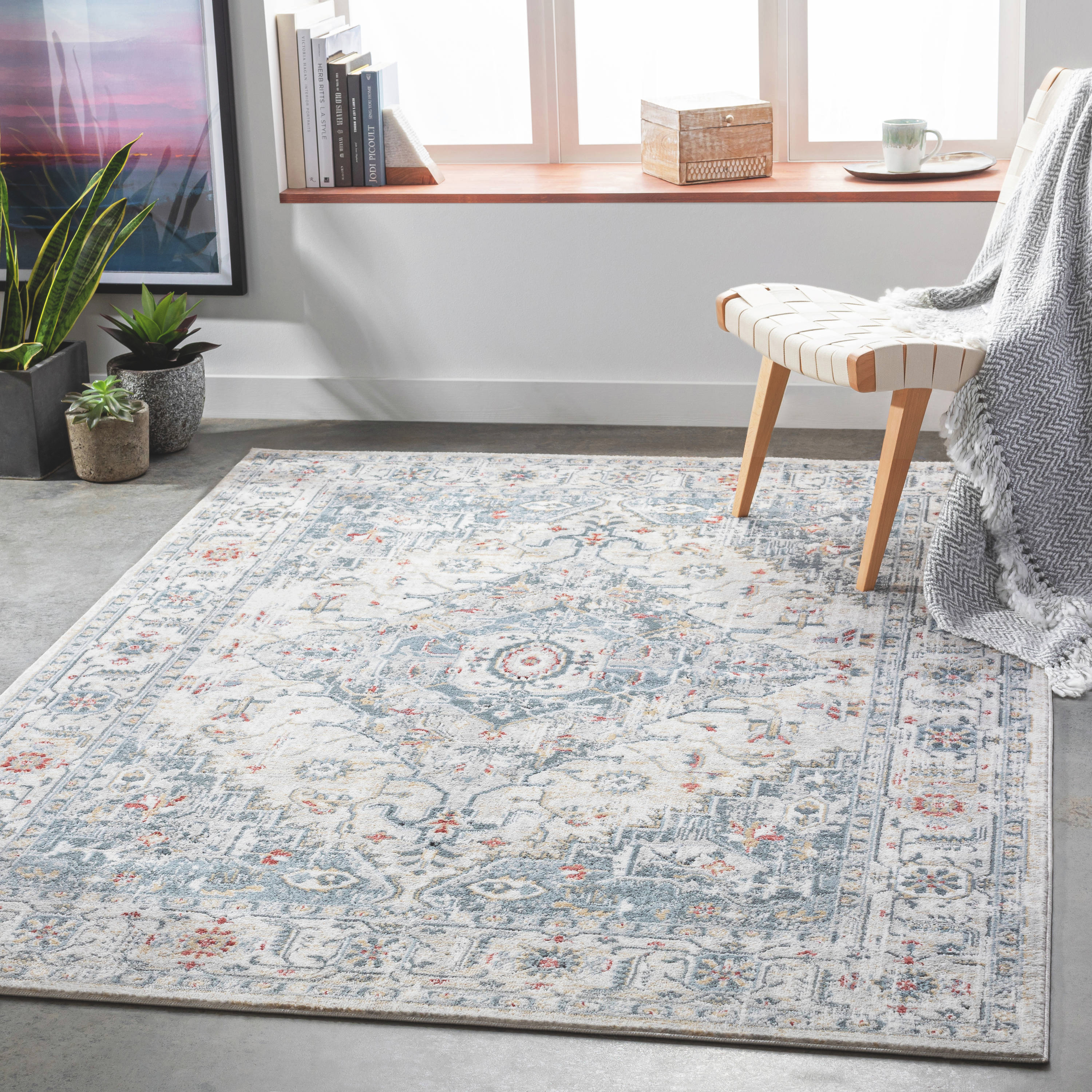 Modern Gray Synthetic 7'10" x 10' Reversible Area Rug