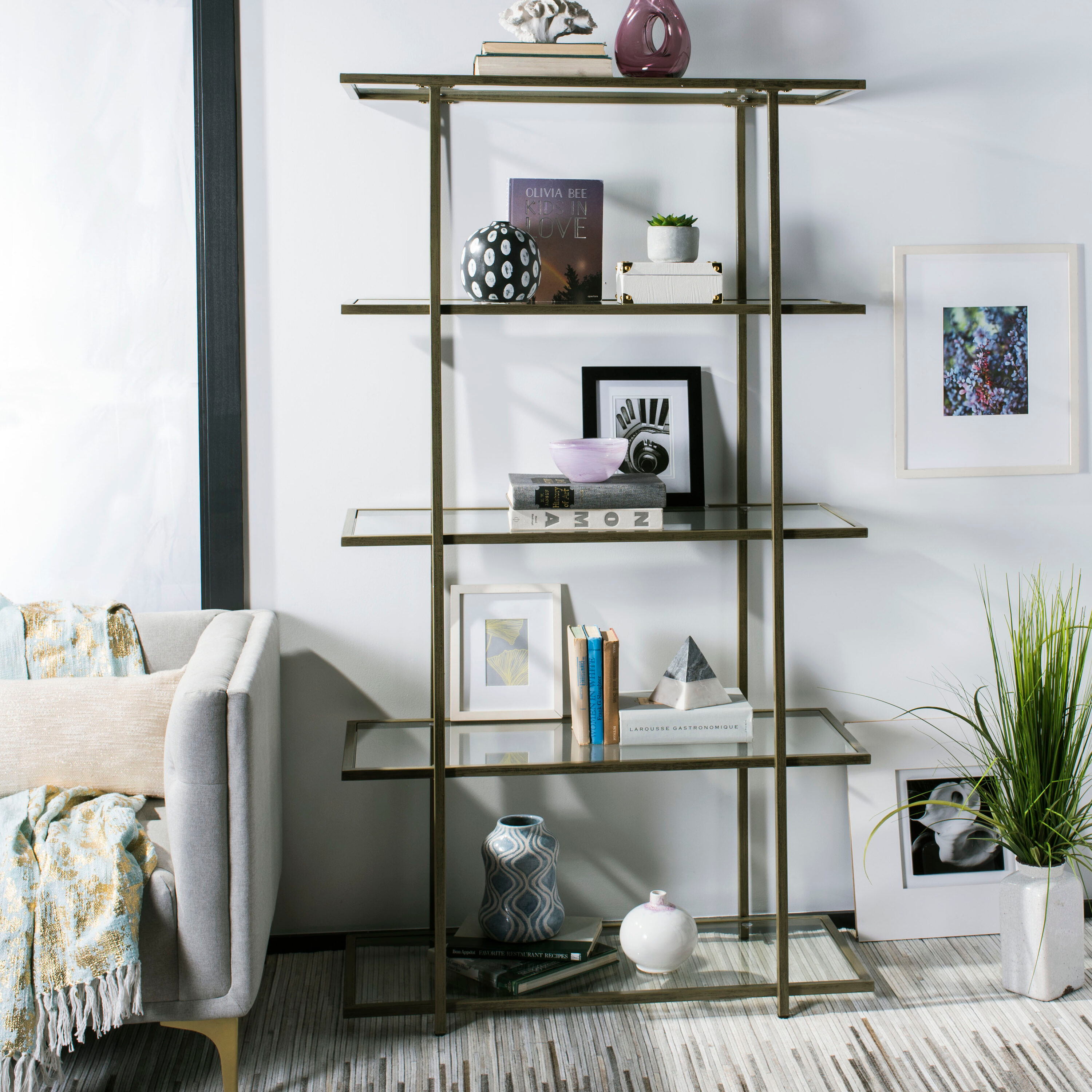 SAFAVIEH Francis Glam 5 Tier Etagere, French Silver/Clear