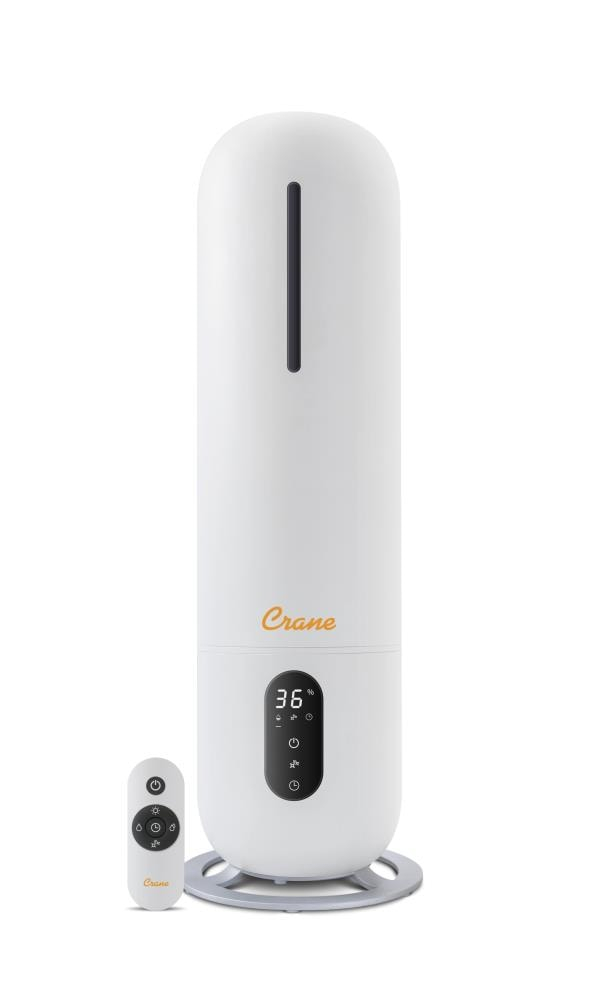 Crane USA Cool Mist Tower Top Fill Humidifier with Remote, 2 Gallons, 500 Sq. ft Coverage, UV Ionizing Light, White