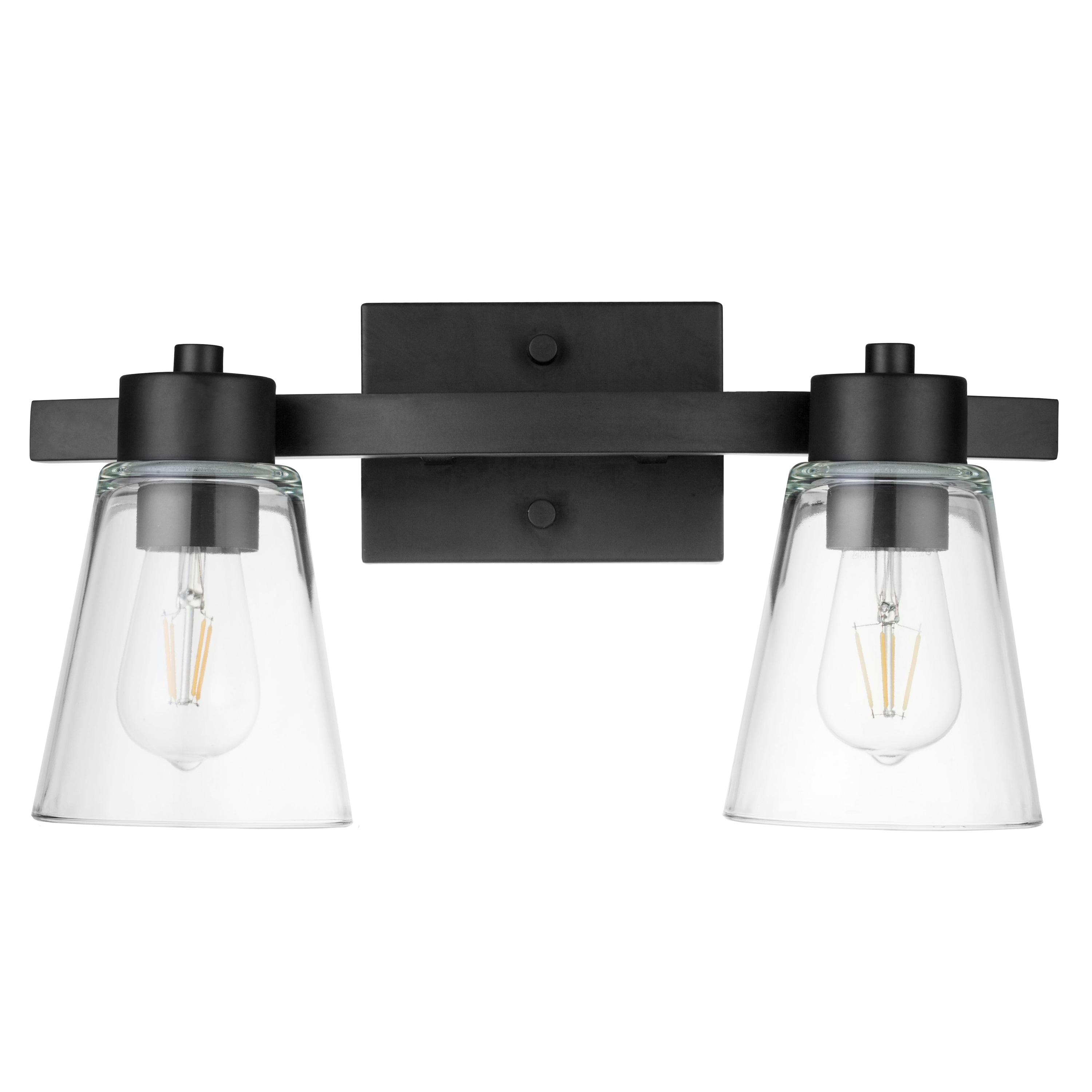 Prominence Home Fairendale 2-Light Matte Black Bathroom Vanity Light with Clear Glass Shade