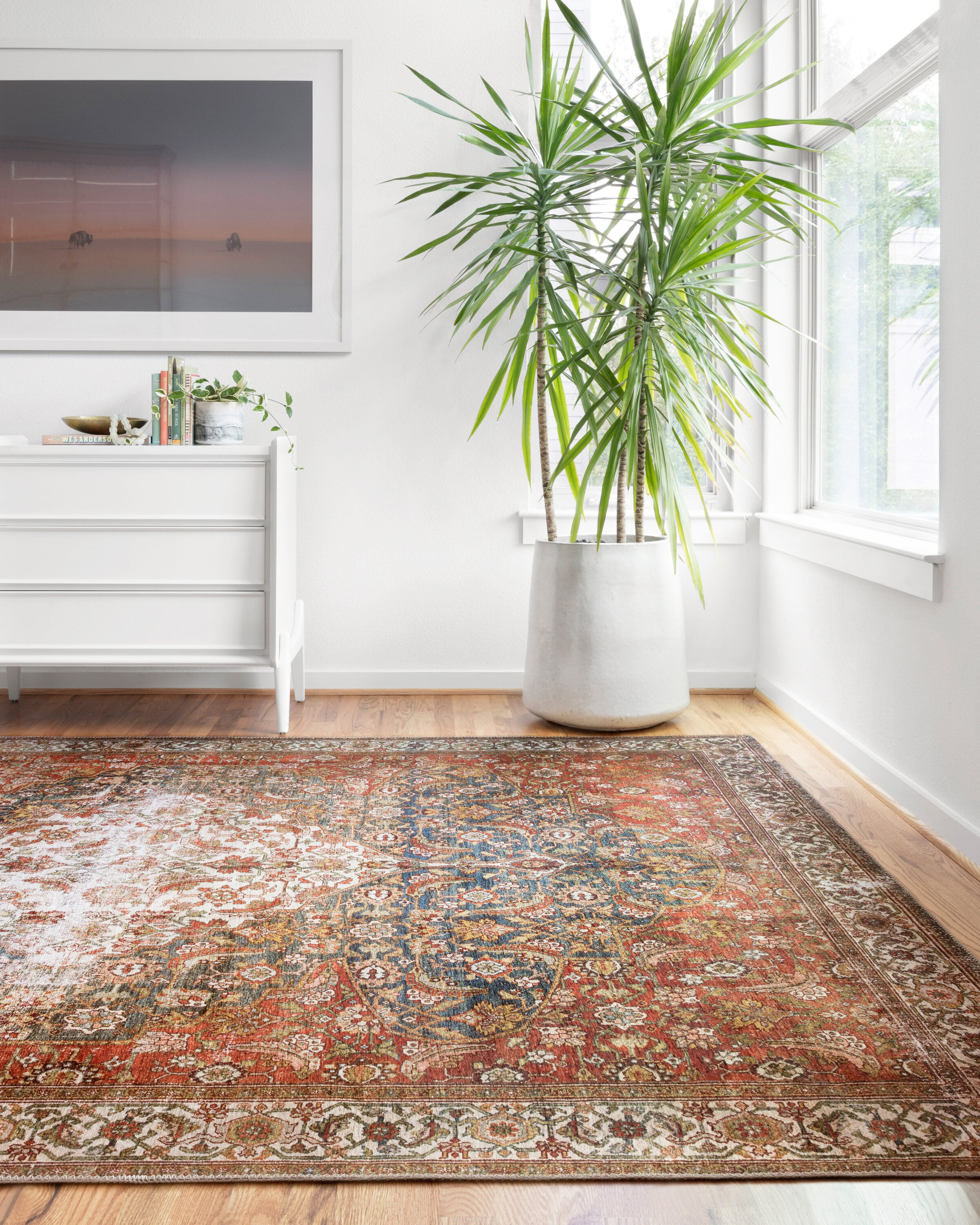 Layla Ocean Multicolor Synthetic Rectangular Accent Rug