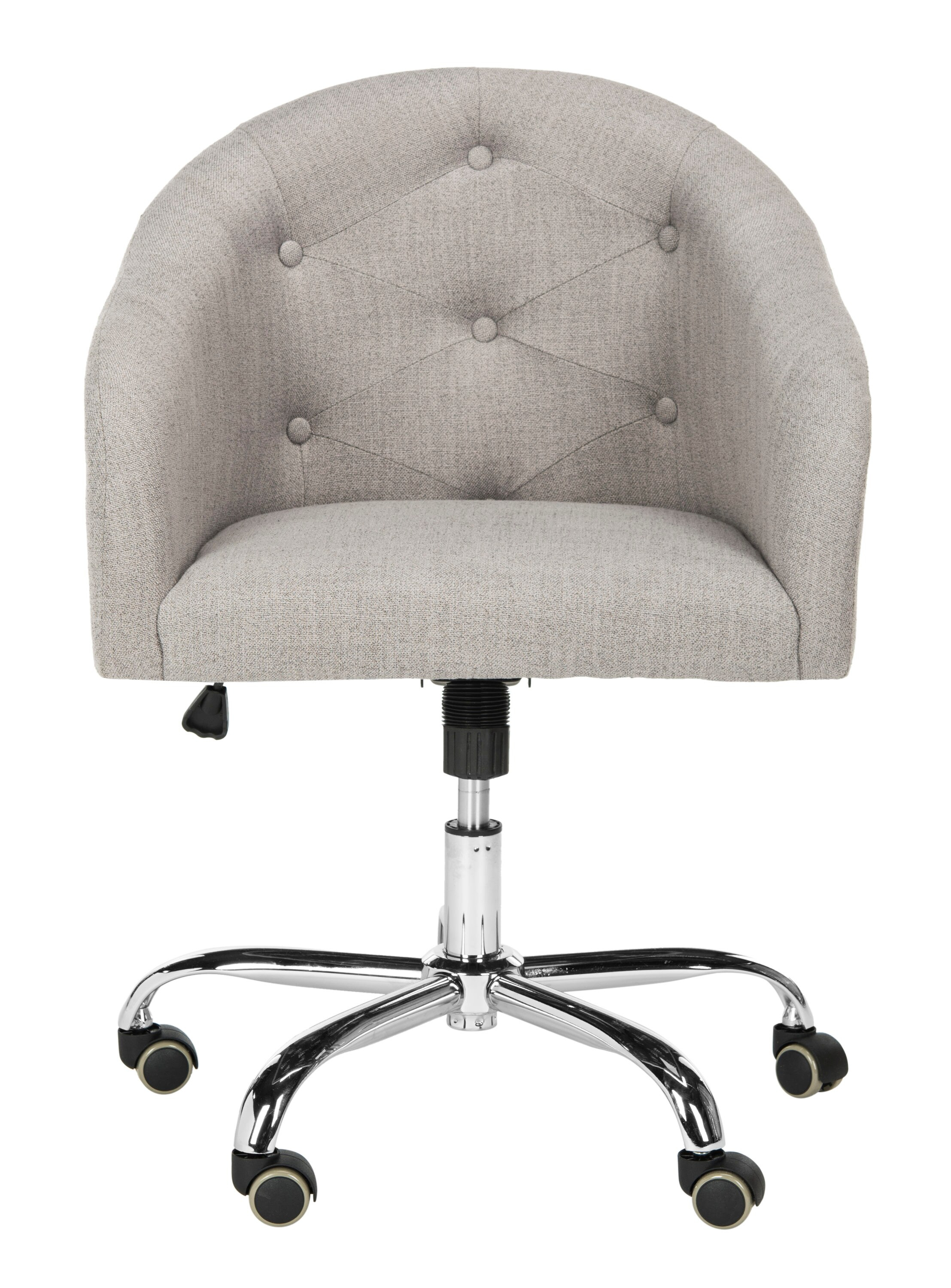 SAFAVIEH Amy Tufted Chrome Leg Swivel Office Chair, Grey