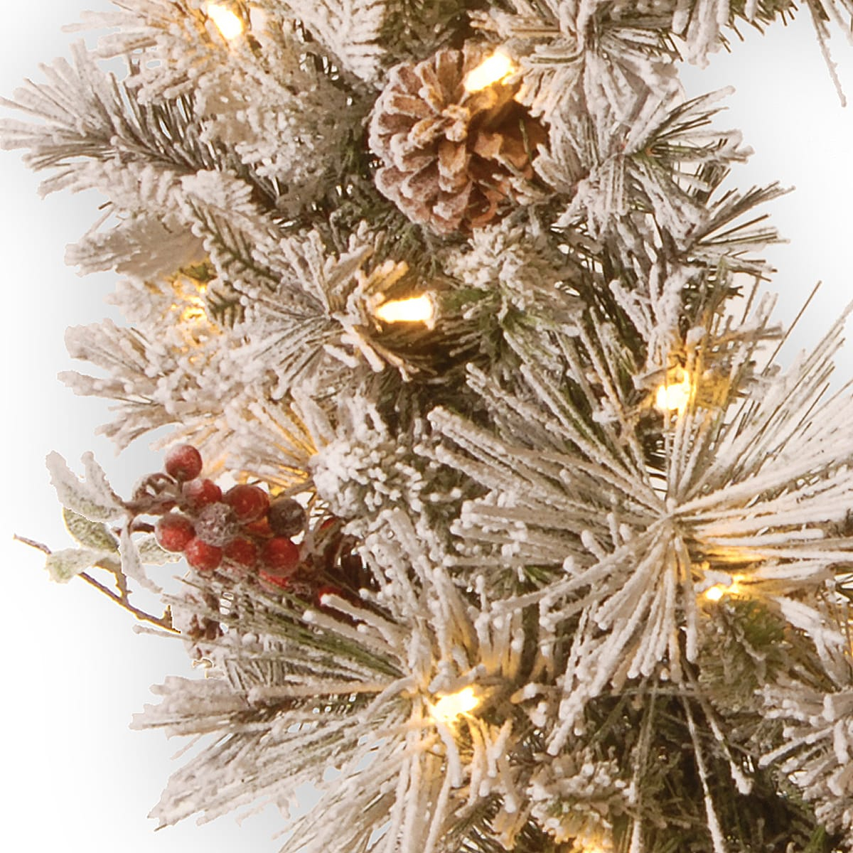 Elegant Snowy Pinecone and Berry Winter Wreath with Warm LED Lights