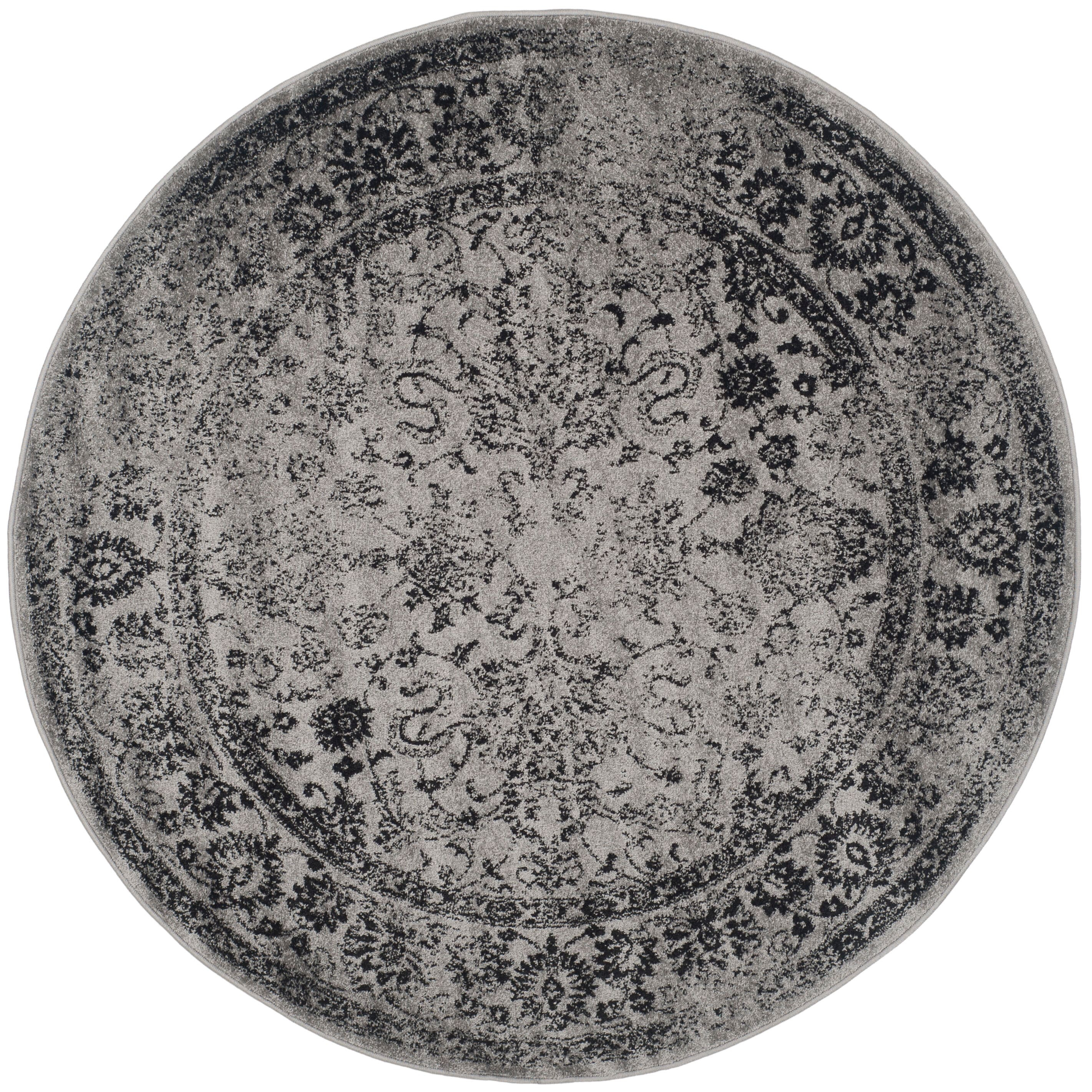 SAFAVIEH Adirondack Wyatt Traditional Area Rug, Grey/Black, 10' x 10' Round