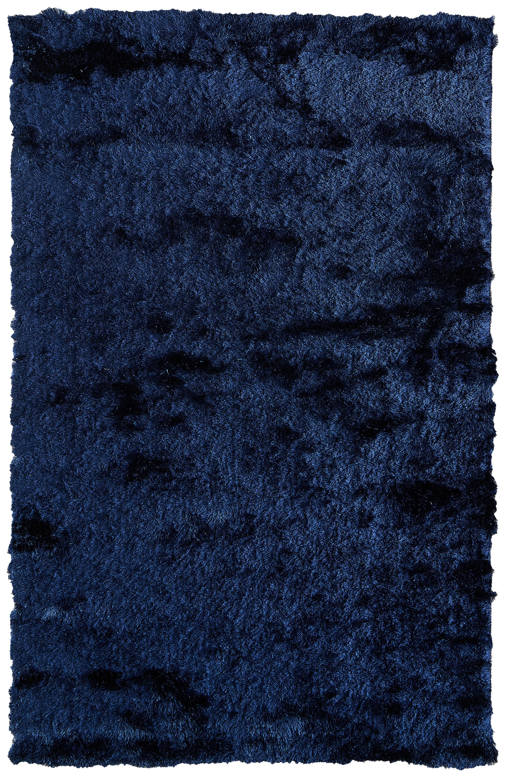 Freya Dark Blue Tufted Wool and Viscose Shag Rug